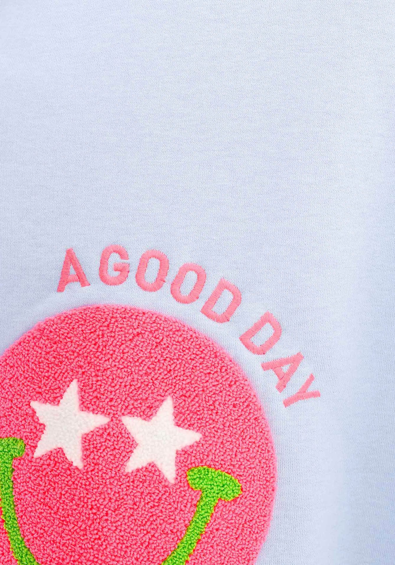 Zwillingsherz Hoodie Always Happy Kids met grote smiley en neonkleurige details