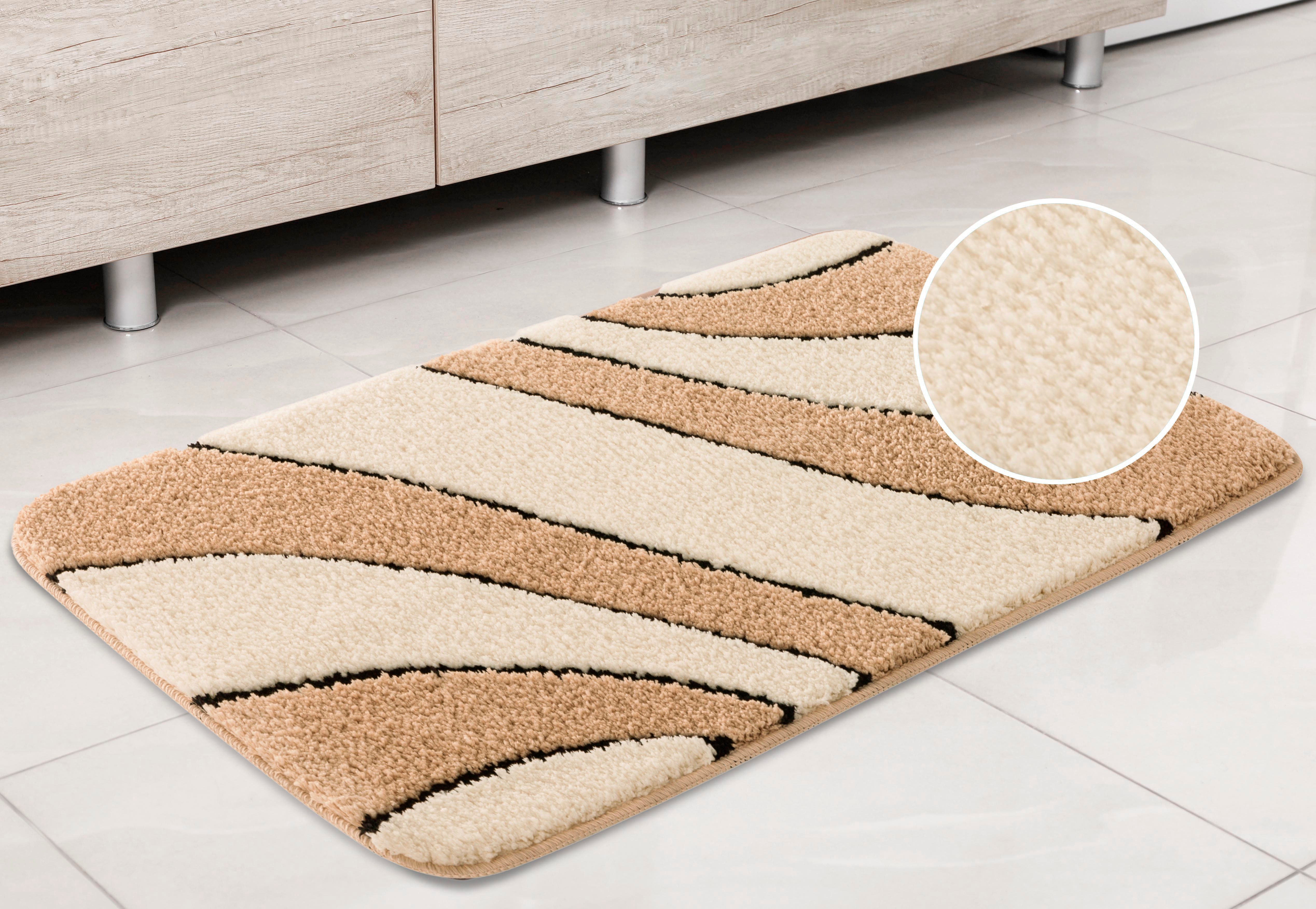 my home Badmat Anna, badmat, badkamer tapijt Badkleed, hoog-laag effect, modern, zacht, golven (1 stuk)