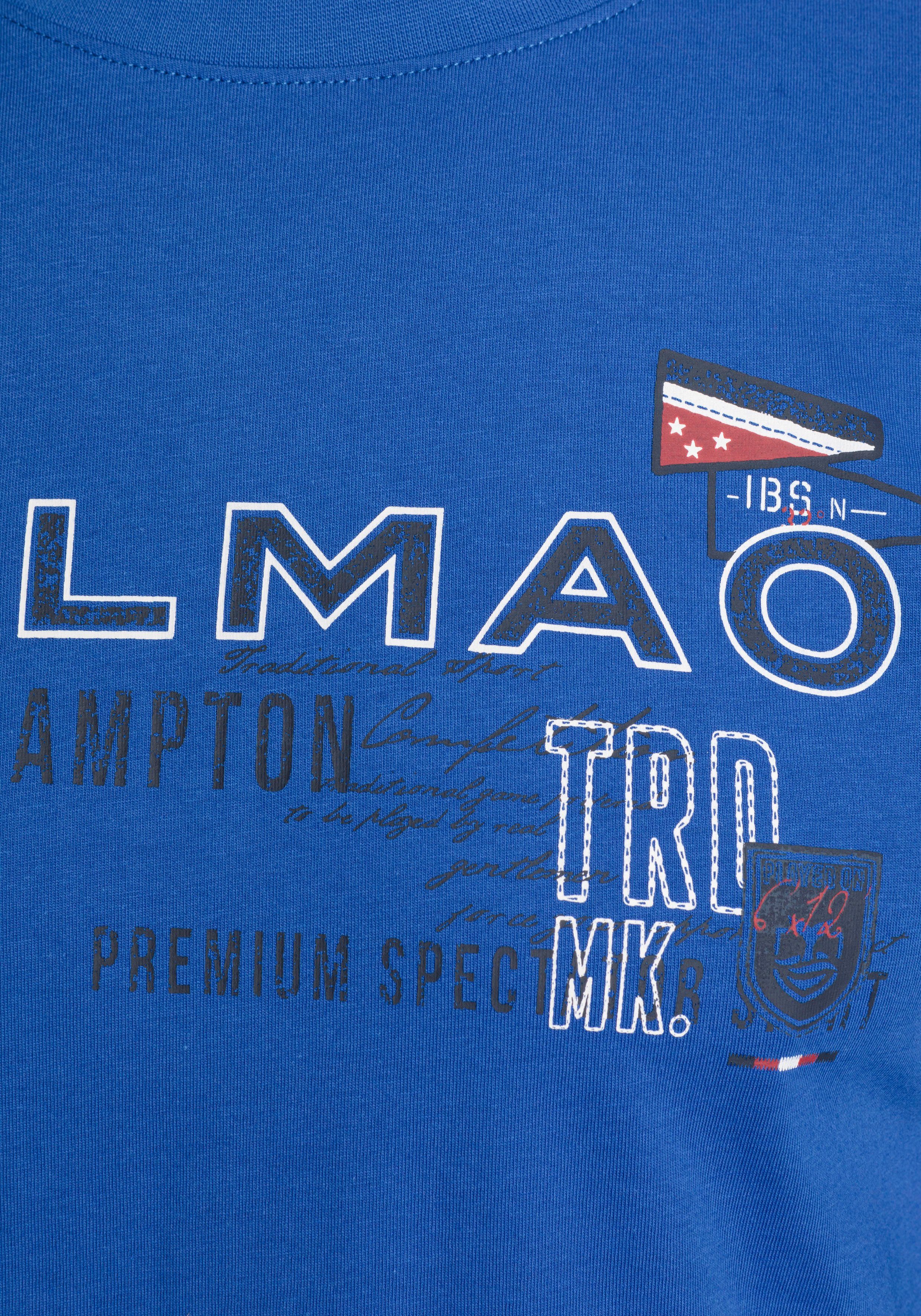 DELMAO Shirt met lange mouwen smalle pasvorm, bedrukt, ronde halslijn, van katoen