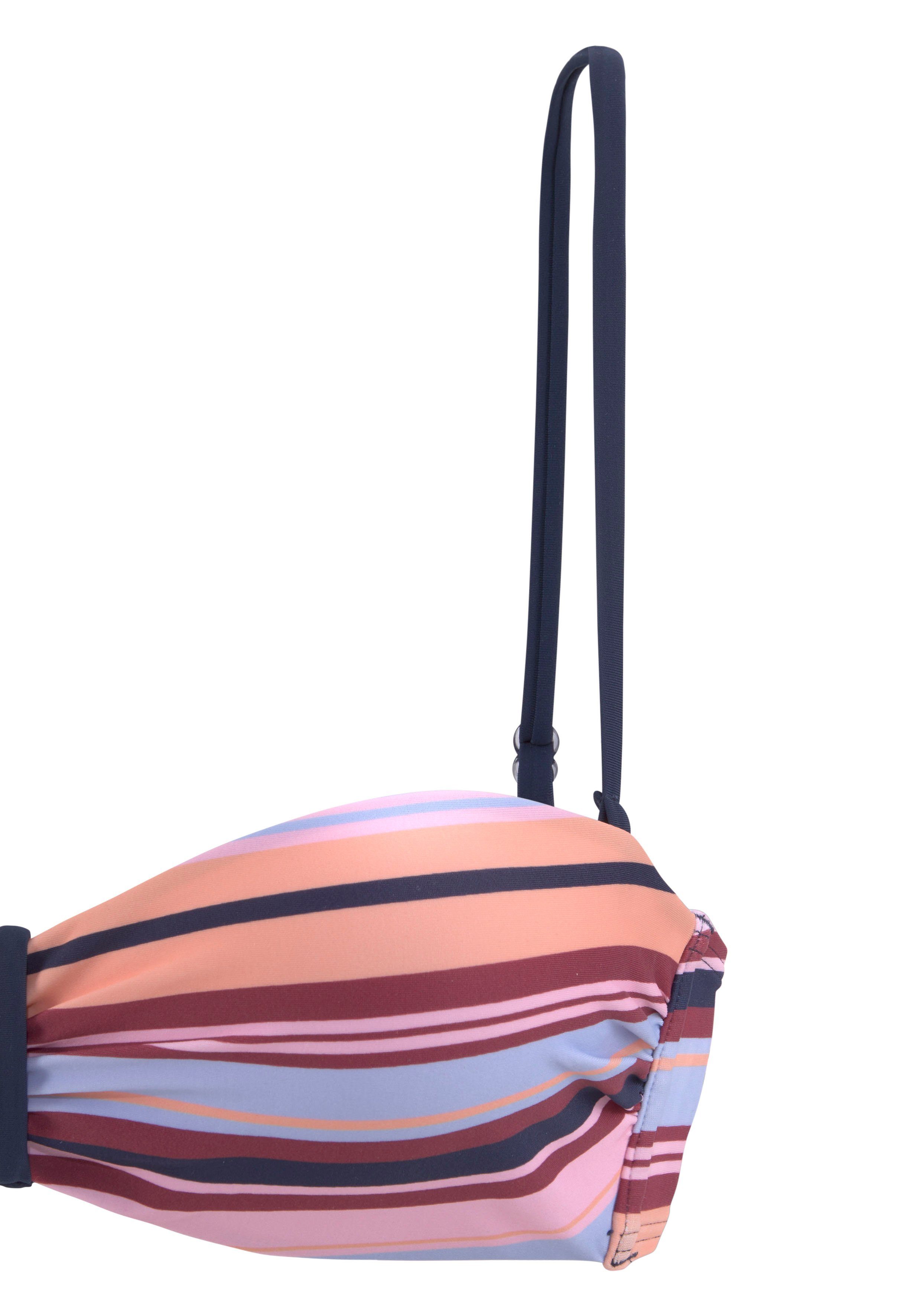 s.Oliver RED LABEL Beachwear Beugelbikinitop in bandeaumodel Pasta in trendy streep-look
