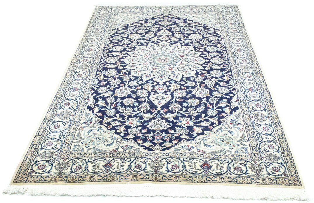 morgenland Wollen kleed Nain medaillon Blu scuro 215 x 130 cm Uniek exemplaar met certificaat