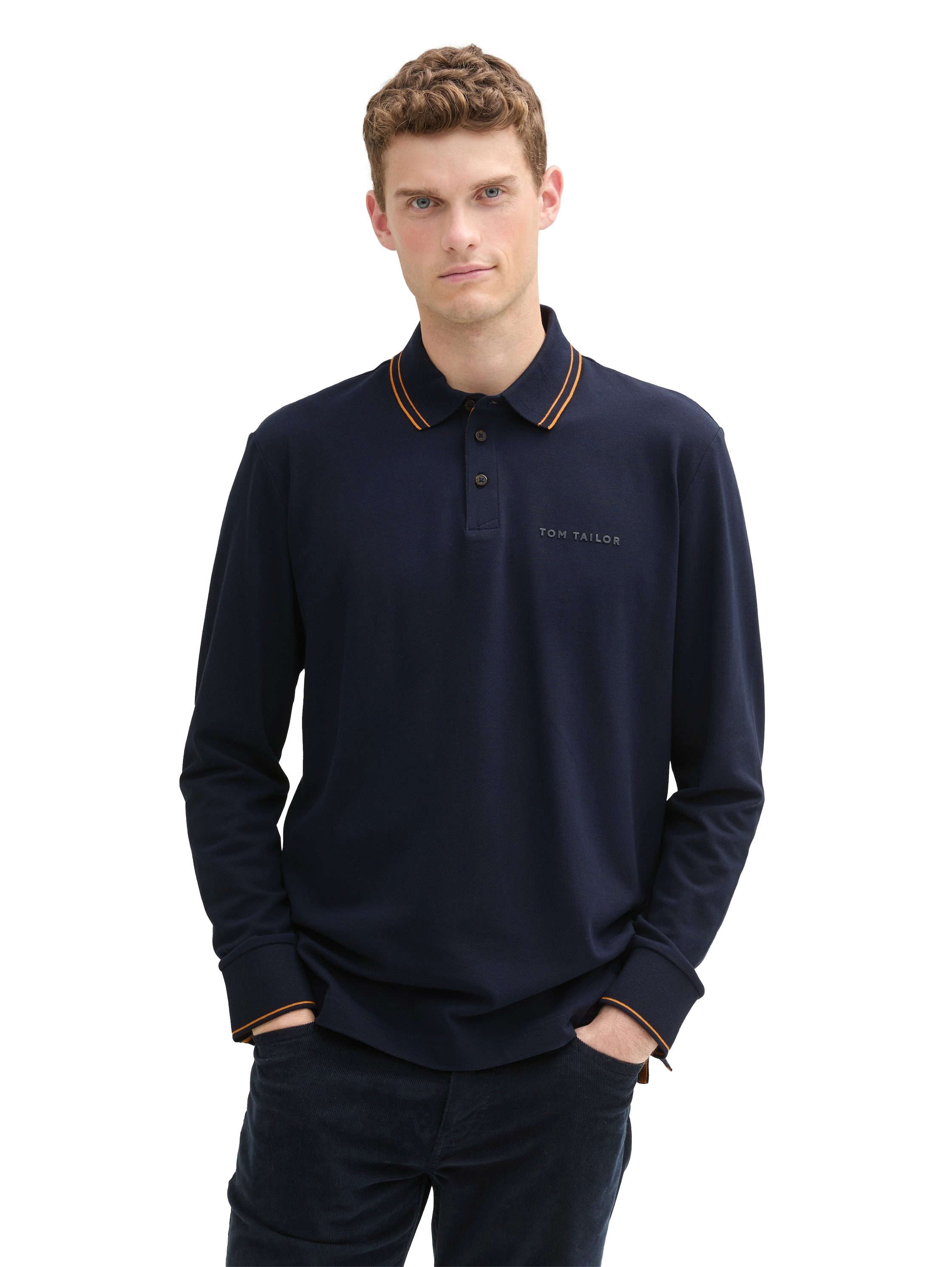 Tom Tailor Poloshirt met lange mouwen met stretchaandeel