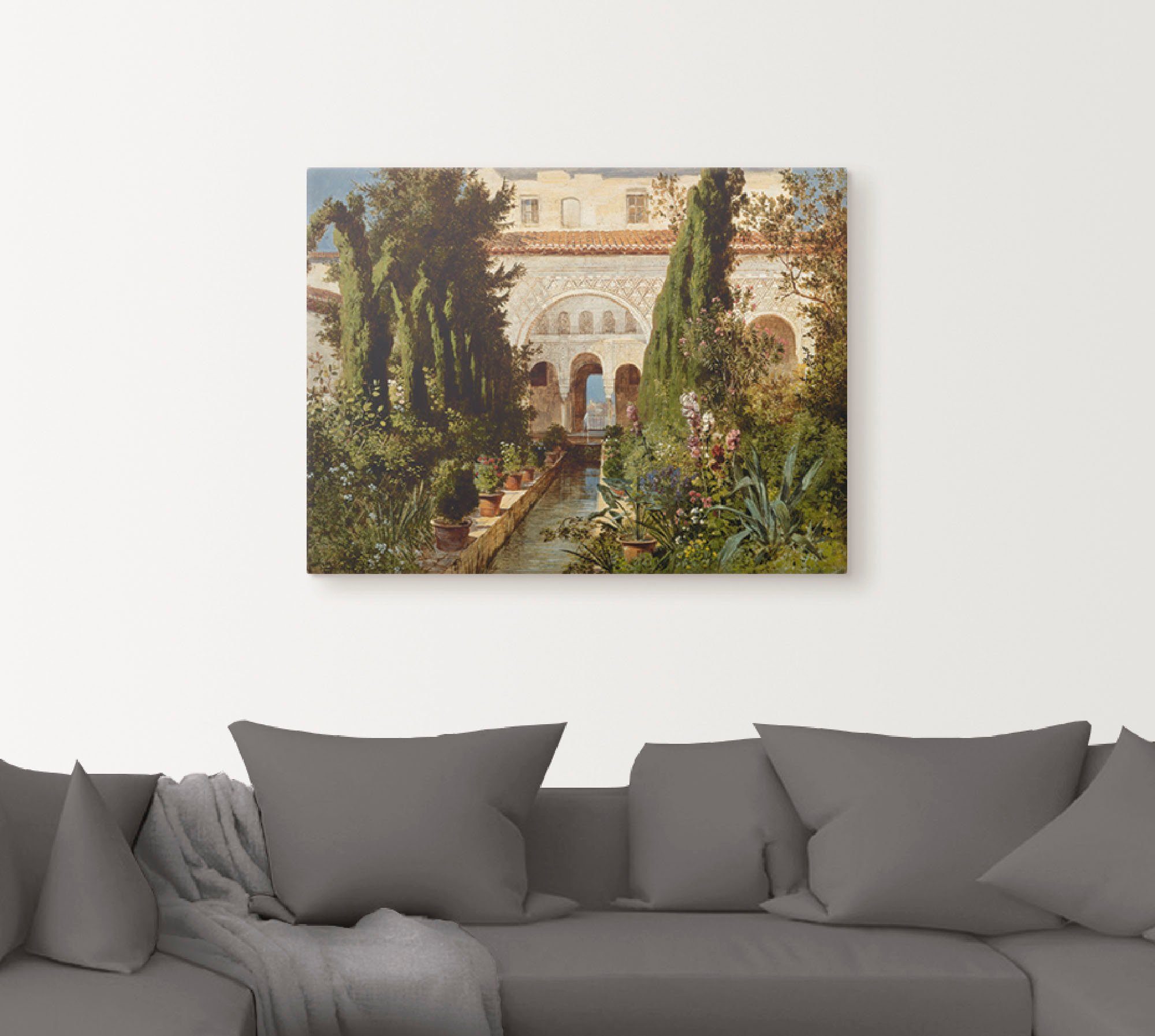 Artland Artprint op linnen De tuin van de Generalife bij Granada