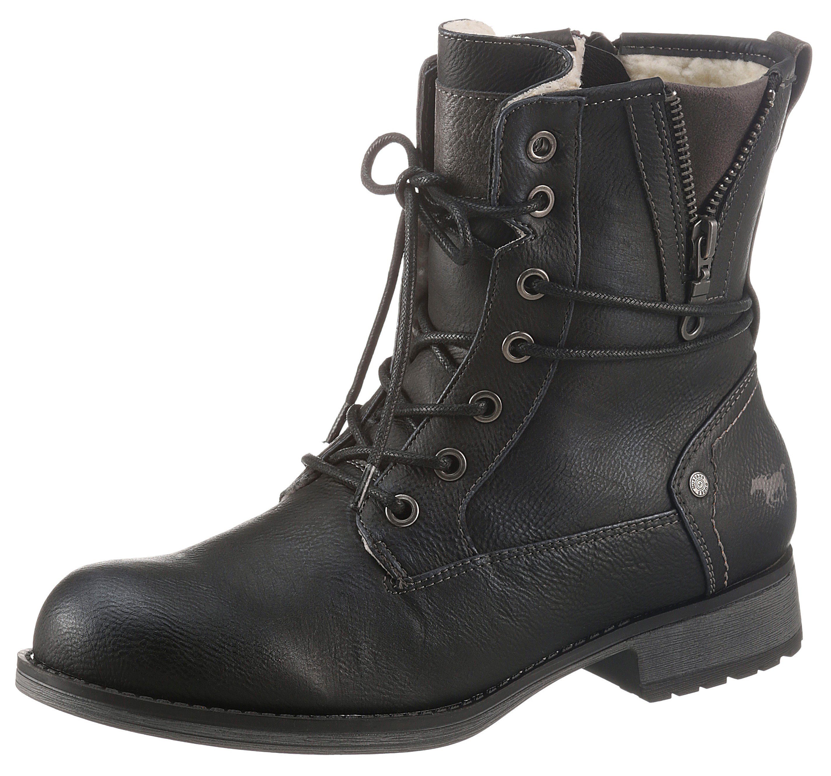 Mustang Shoes Winterlaarzen , blokhak, winterlaars, veterschoenen bezet met studs