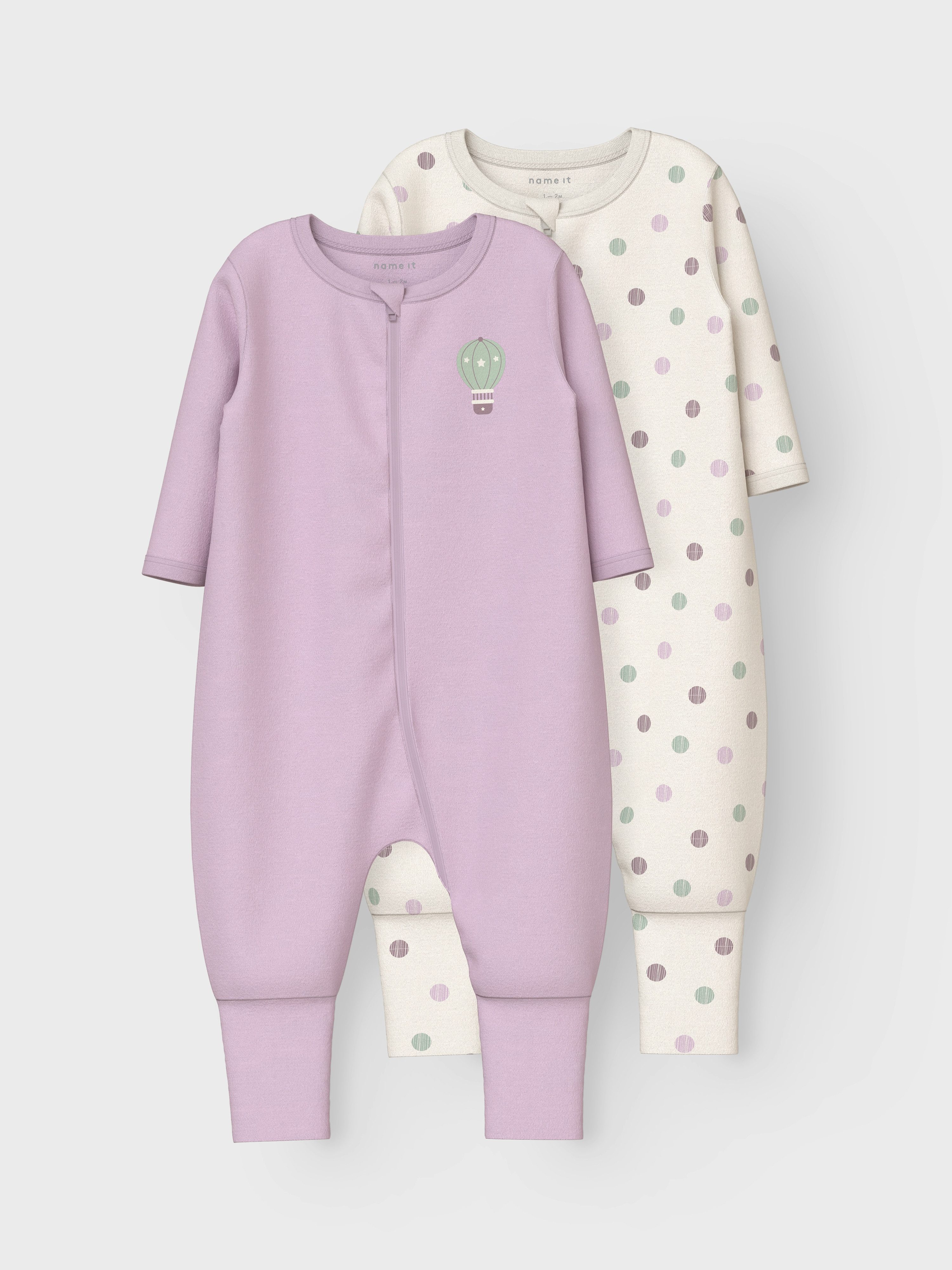 Name It Pyjama NBFNIGHTSUIT 2P ZIP FF JET DOT NOOS (set 2-delig)