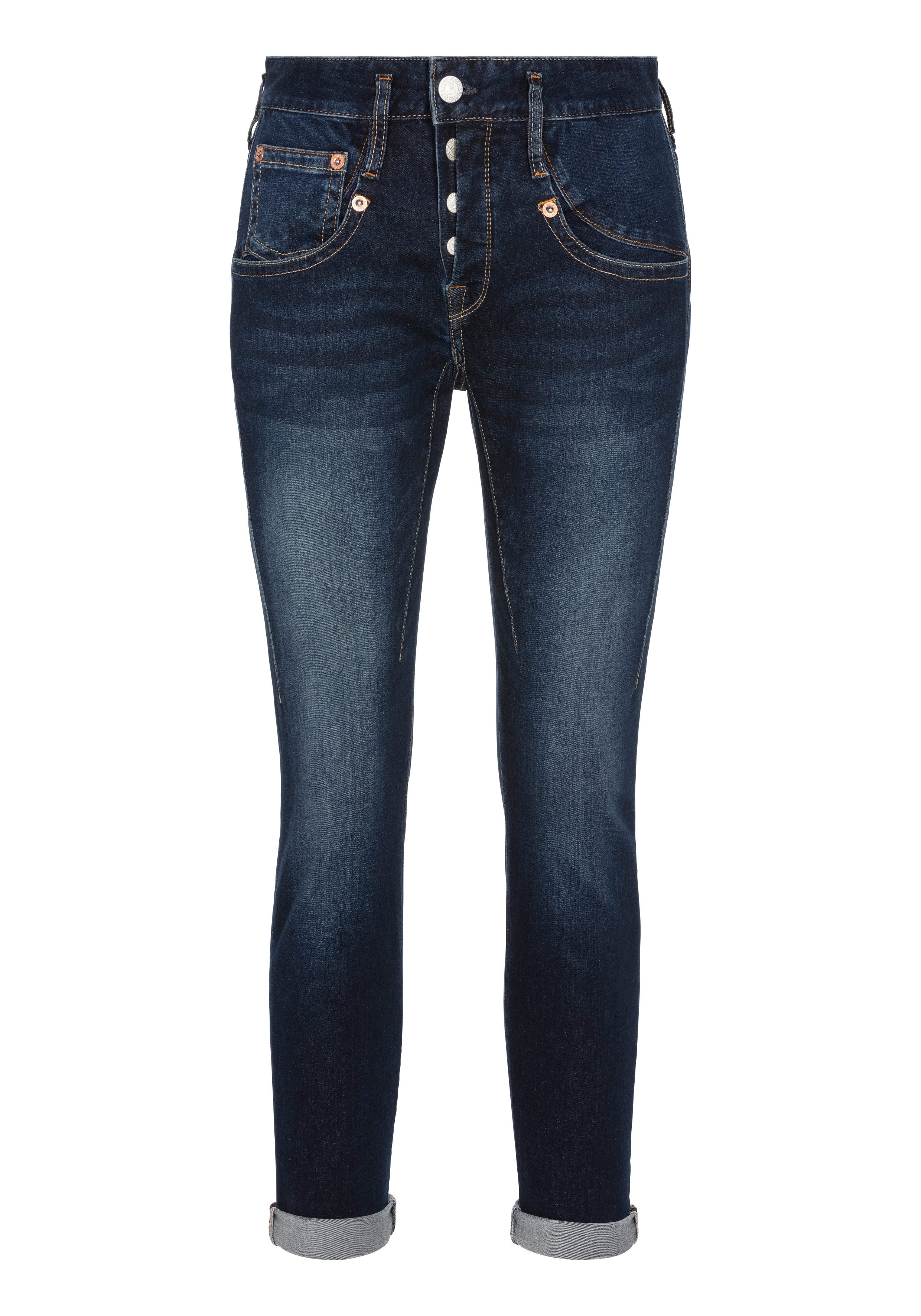 Herrlicher 7/8 jeans Shyra Cropped Reused Denim met diep zittende zakken aan de voorkant