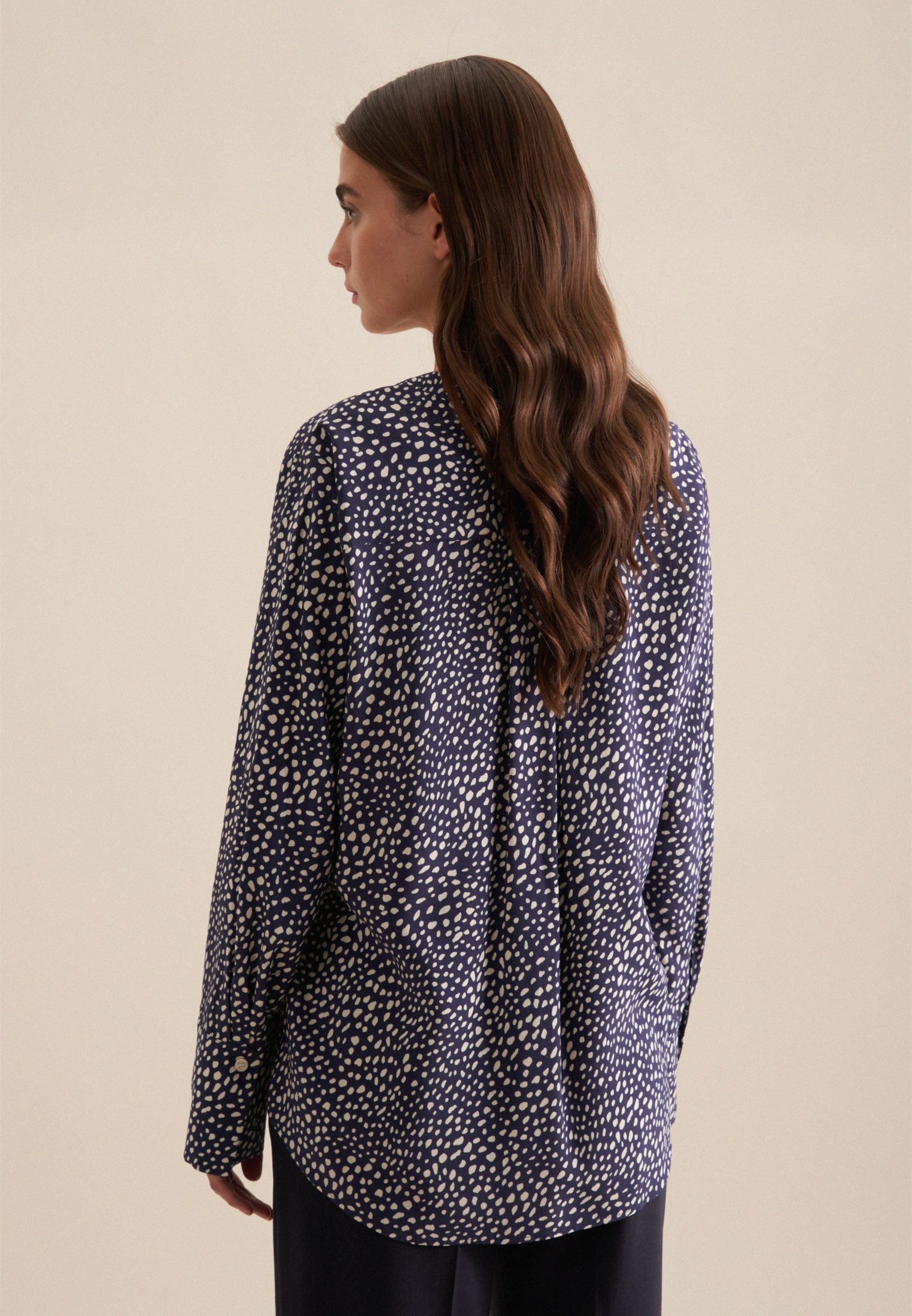 seidensticker Klassieke blouse Zwarte roos Tuniek print