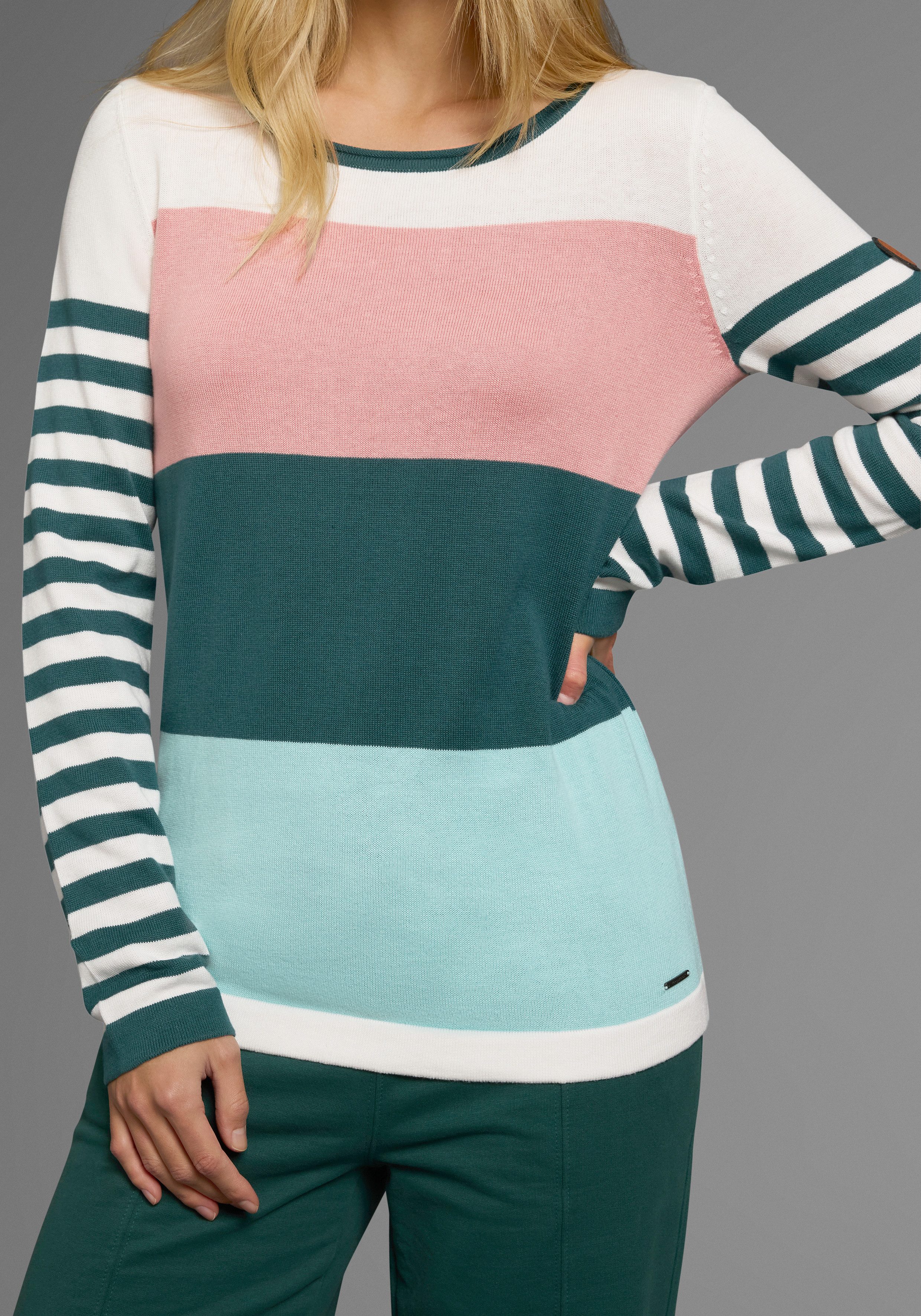 KangaROOS Trui met ronde hals in modieuze streep-look