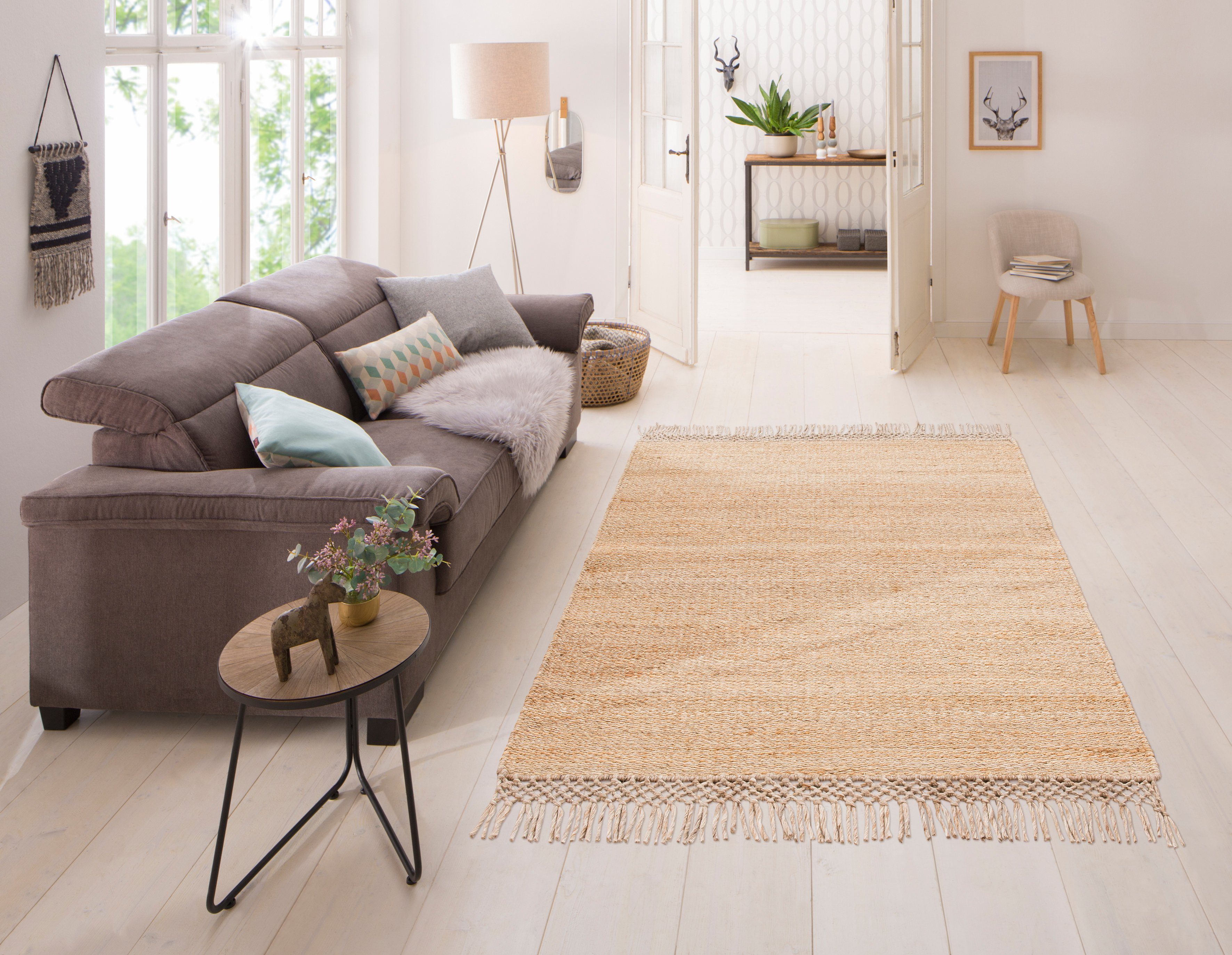 Home affaire Vloerkleed Amba platte vloerkleden, tweezijdig te gebruiken kleed, unikleurig, woonkamer, eetkamer