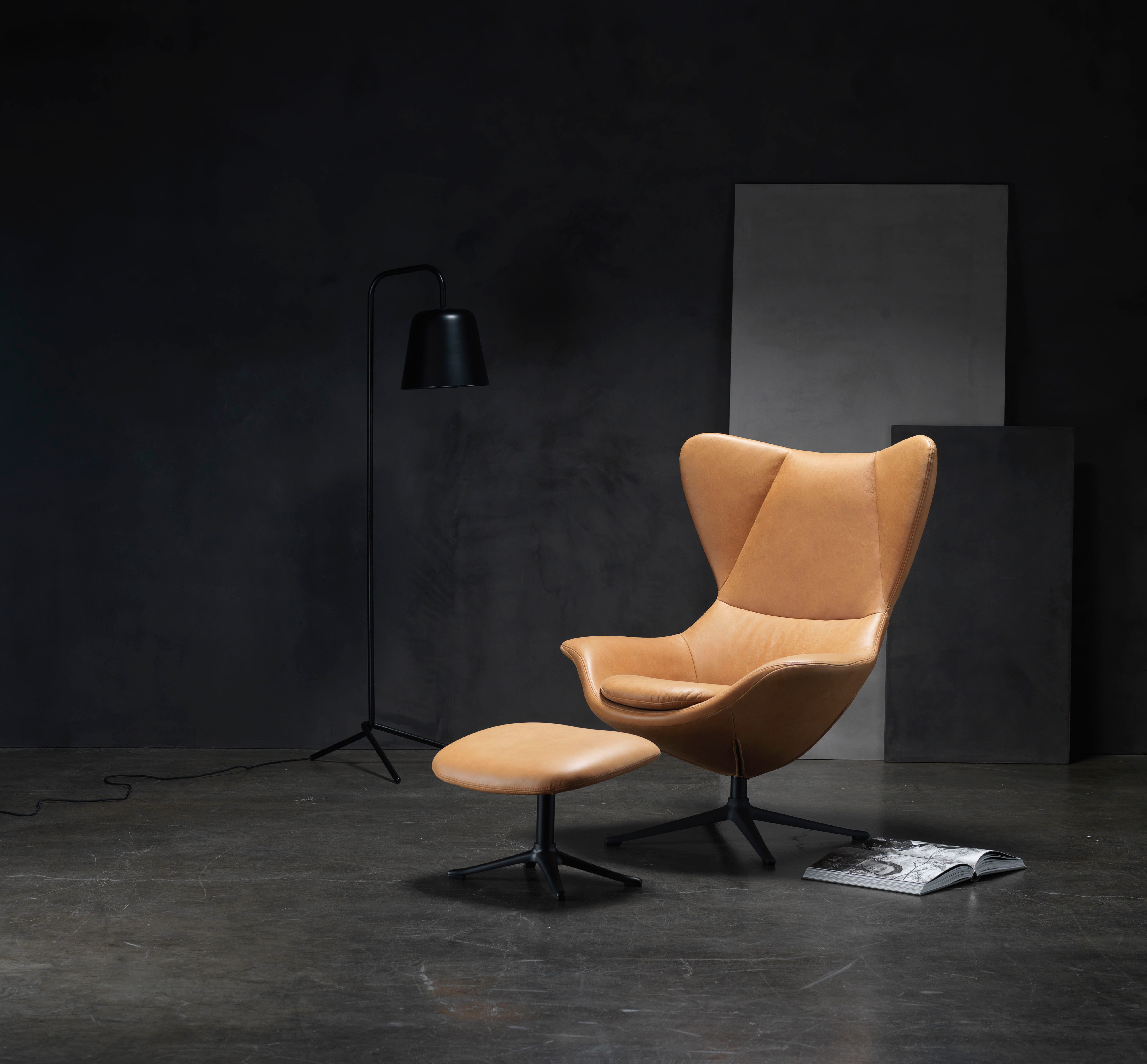 FLEXLUX Oorfauteuil Stilo relaxstoel, TV-stoel Solitaire, stijlicoon, draaibaar, aluminium basis