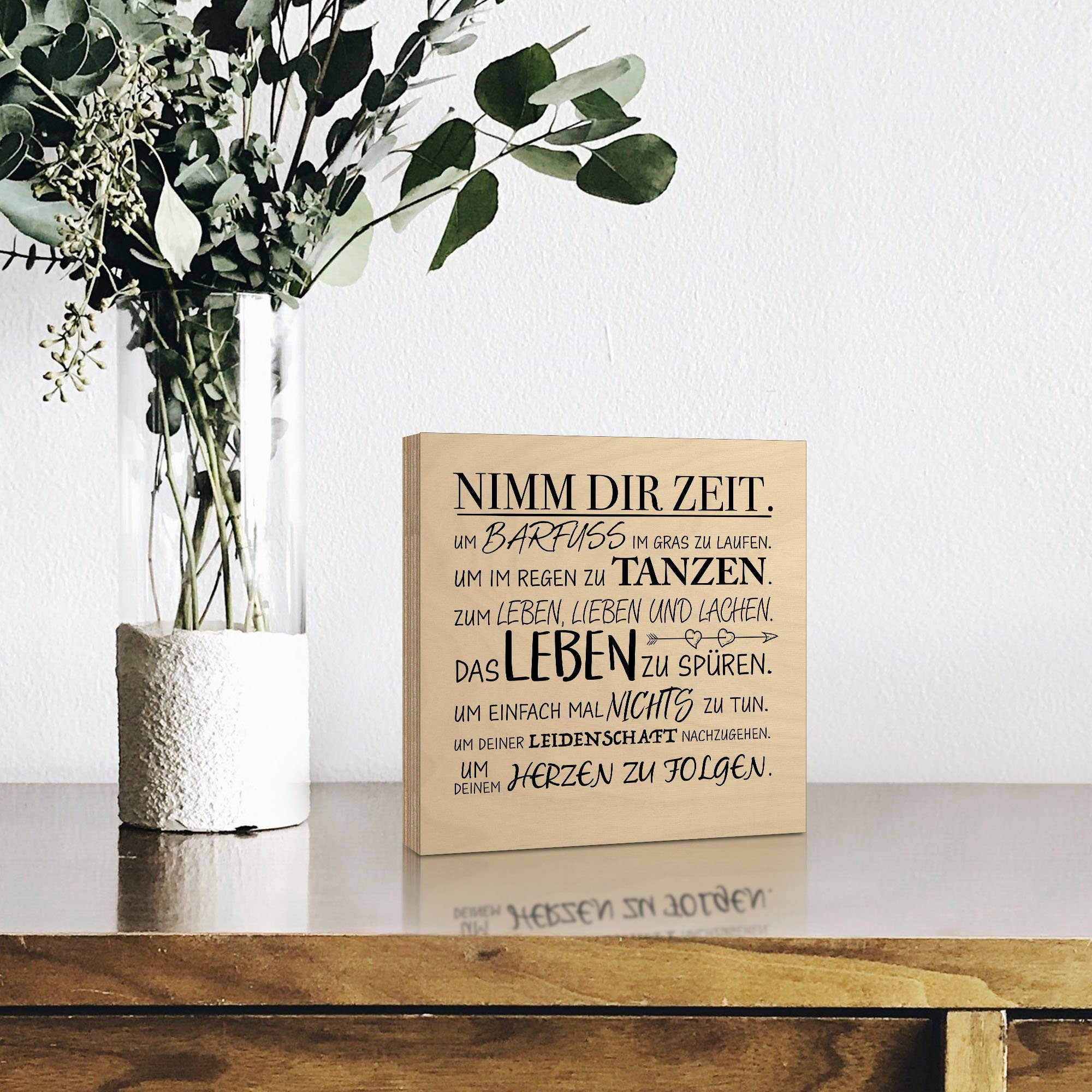 Artland Artprint op hout Neem je tijd artprint op hout beige