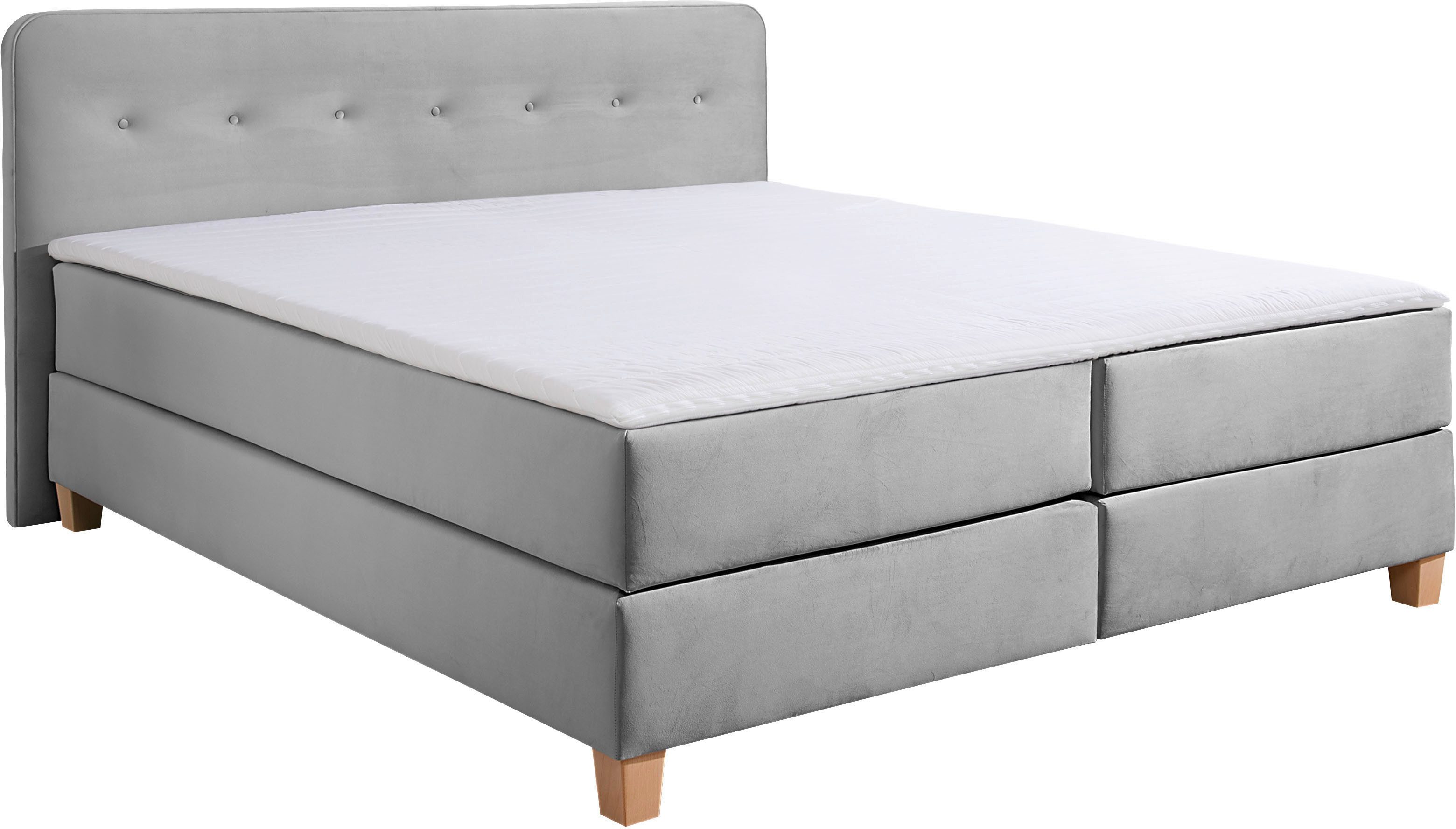 Home affaire Boxspring Fargo inclusief topper, in 3 soorten matrassen, in fluweel of structuurstof