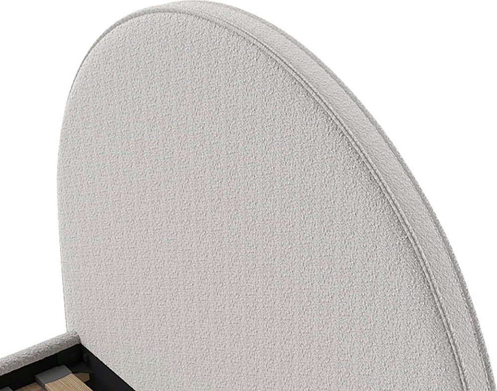 Vipack Gestoffeerd bed Moon, met fluffy bouclé stof in verschillende kleuren incl. rollattenbodem, keuze uit 2 breedtes en verschillende kleuren