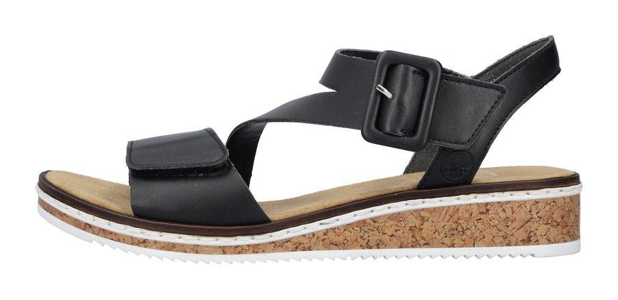 Rieker Sandalen zomerschoen, sandaal, sleehak, met asymmetrische bandjes