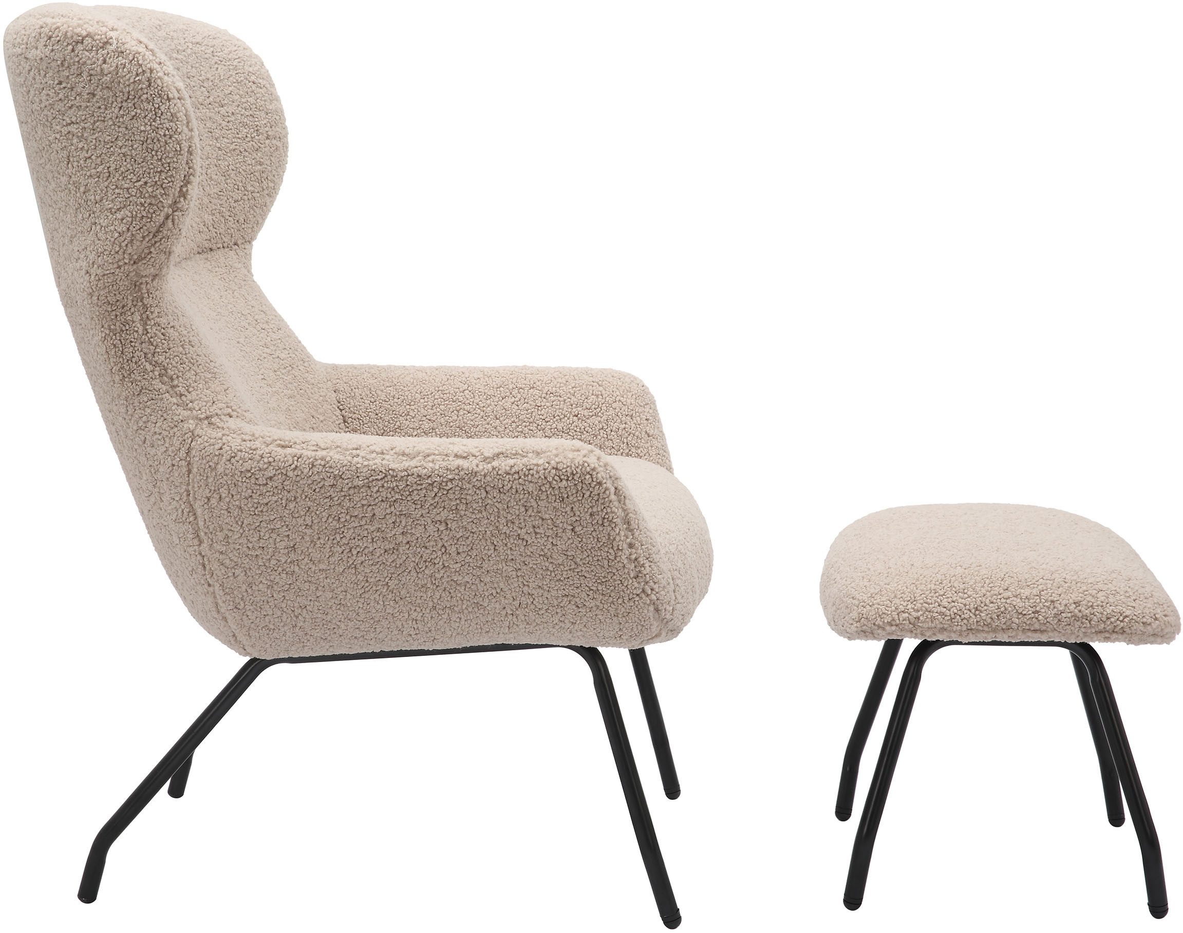 SalesFever Fauteuil met bekleding in imitatiebont-look (set, 2 stuks)