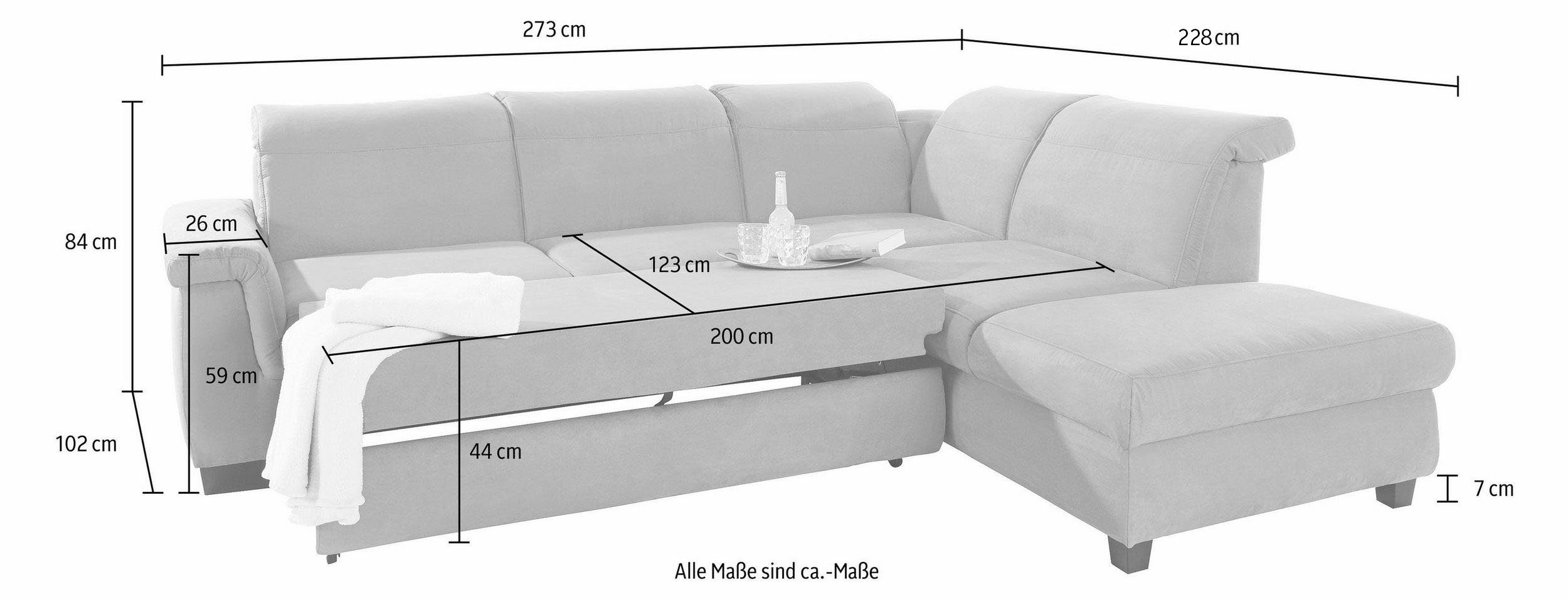 DOMO collection Hoekbank Sully comfortabel sofa, OTTOs Choice, L-vorm naar keuze met slaapfunctie en hoofd- resp. verstelbare rugleuning