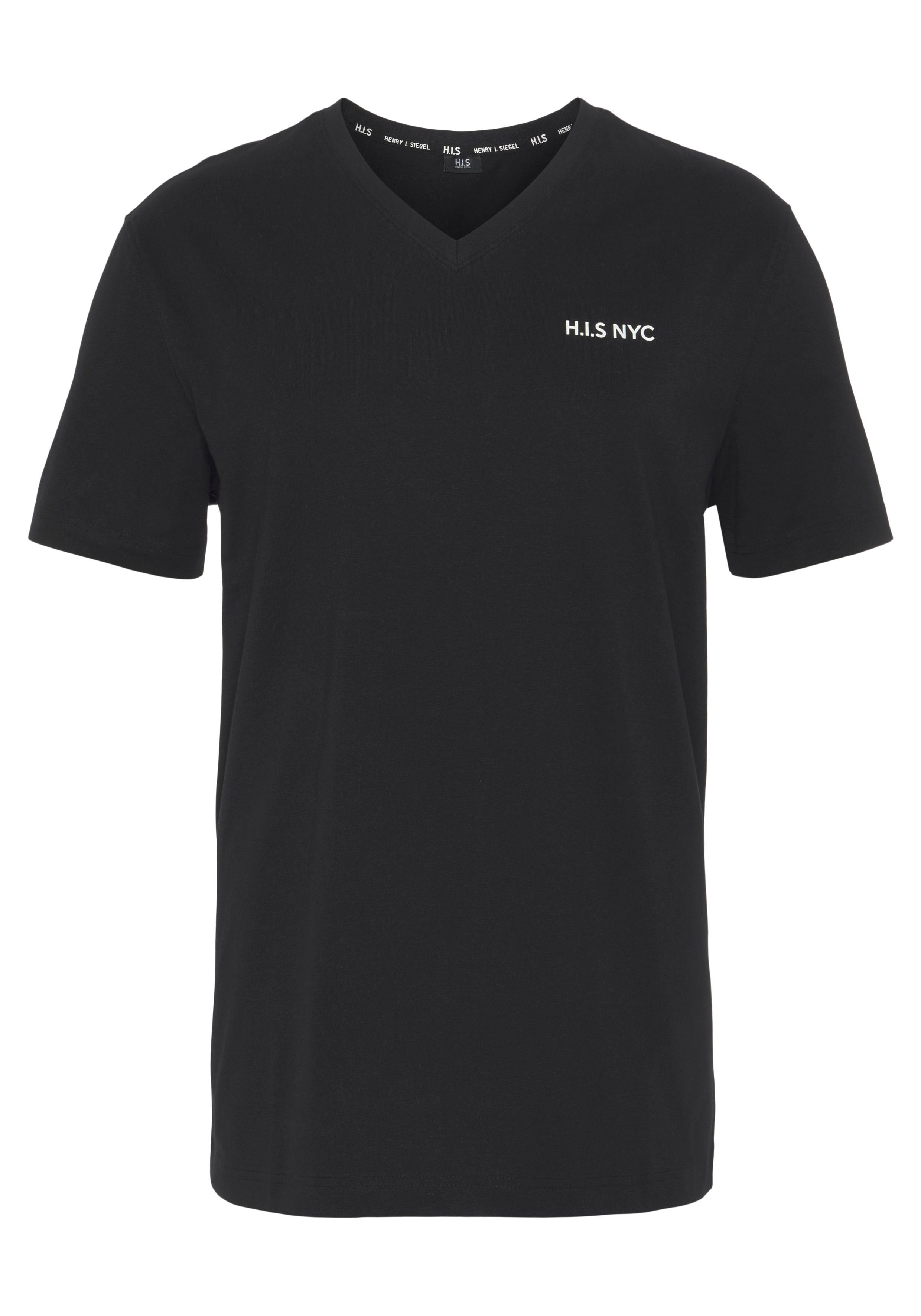 H.I.S Shirt met V-hals Korte mouwen, slim fit, van katoen (Set van 3)
