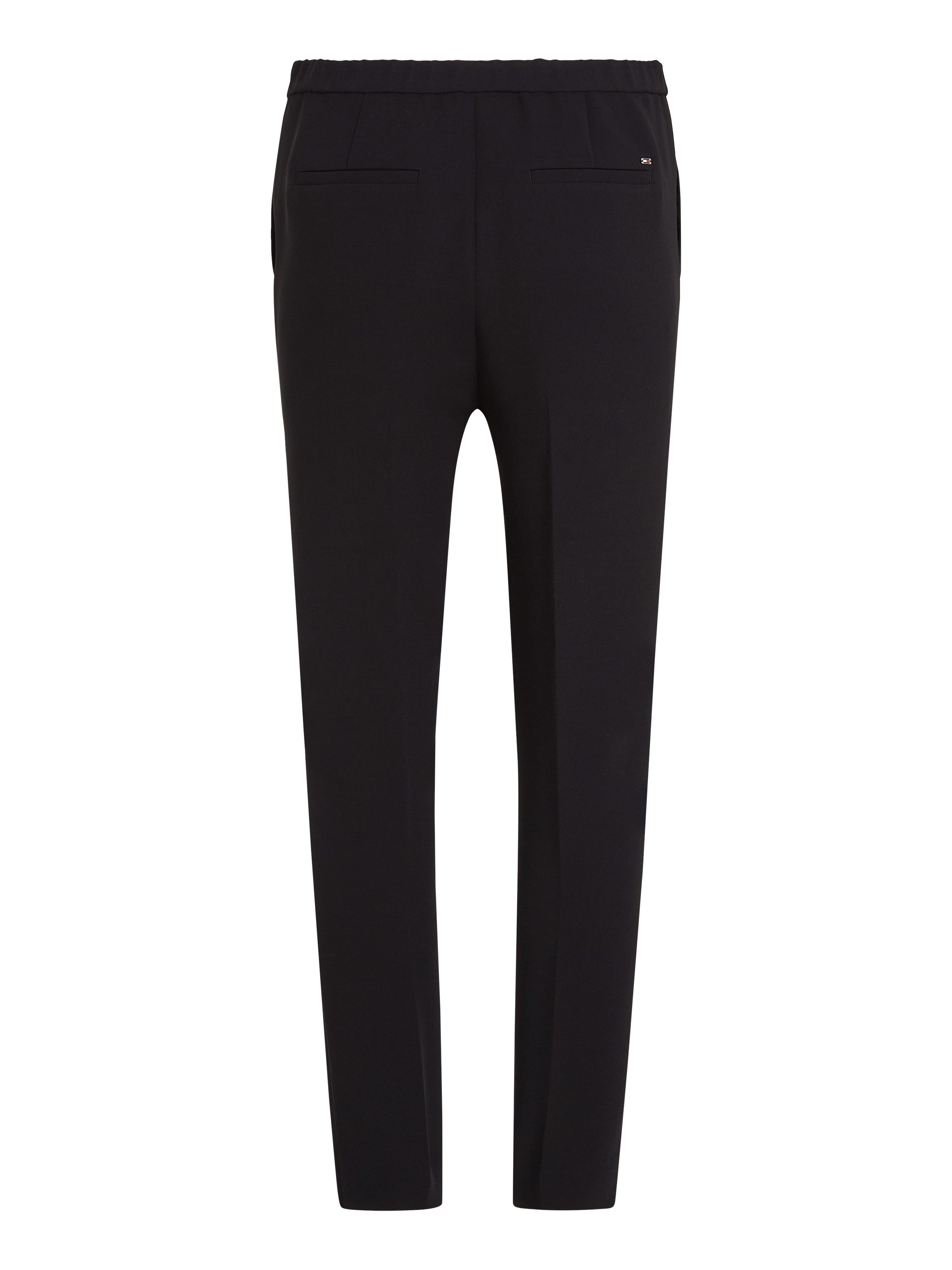 Tommy Hilfiger Geweven broek CREPE SLIM PULL ON PANT met metalen label, strijkvouwen