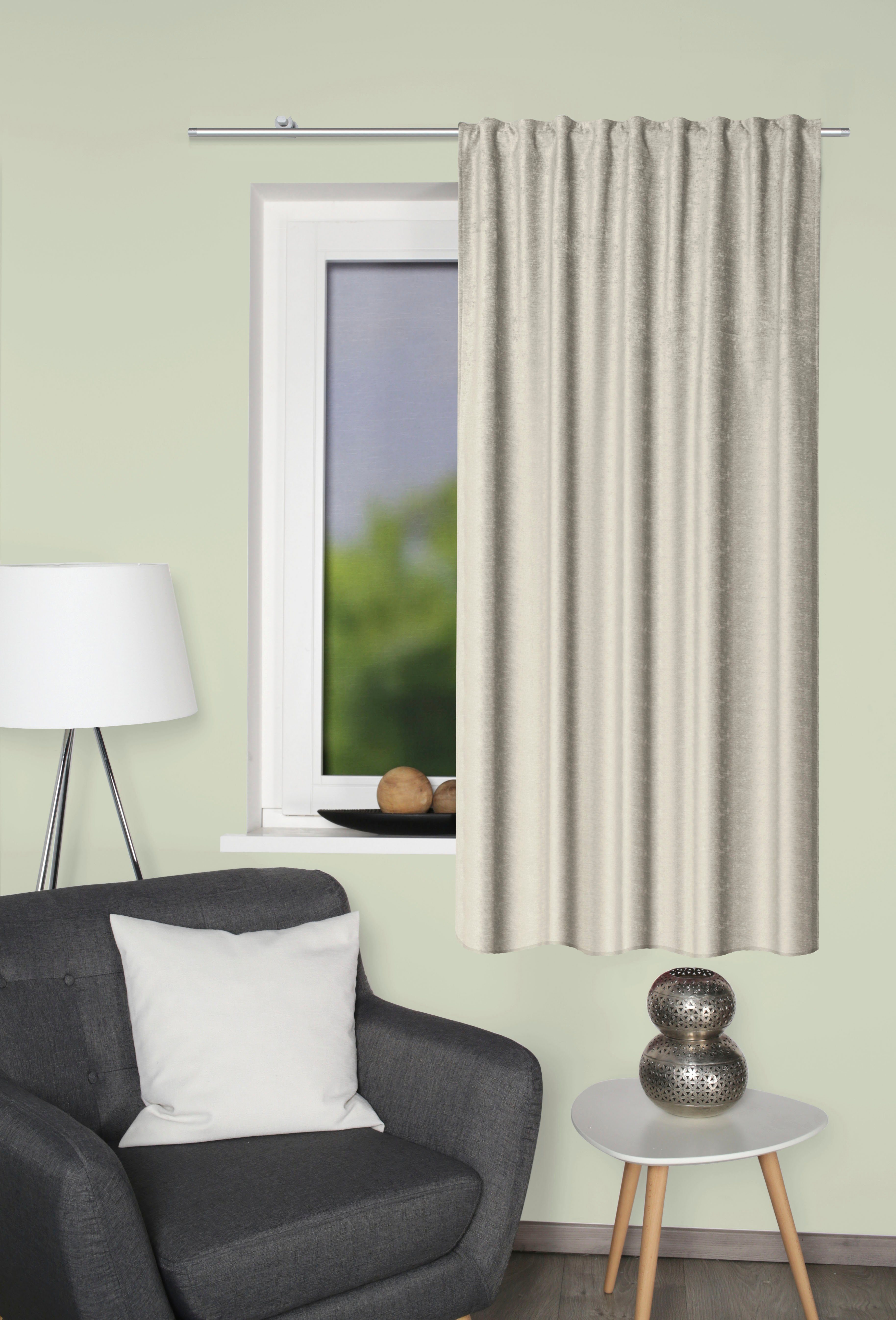 HOME WOHNIDEEN Gordijn Thermo-chenille Thermochenille THERMO uni (1 stuk) kant & klaar gordijnen maat 3 beige