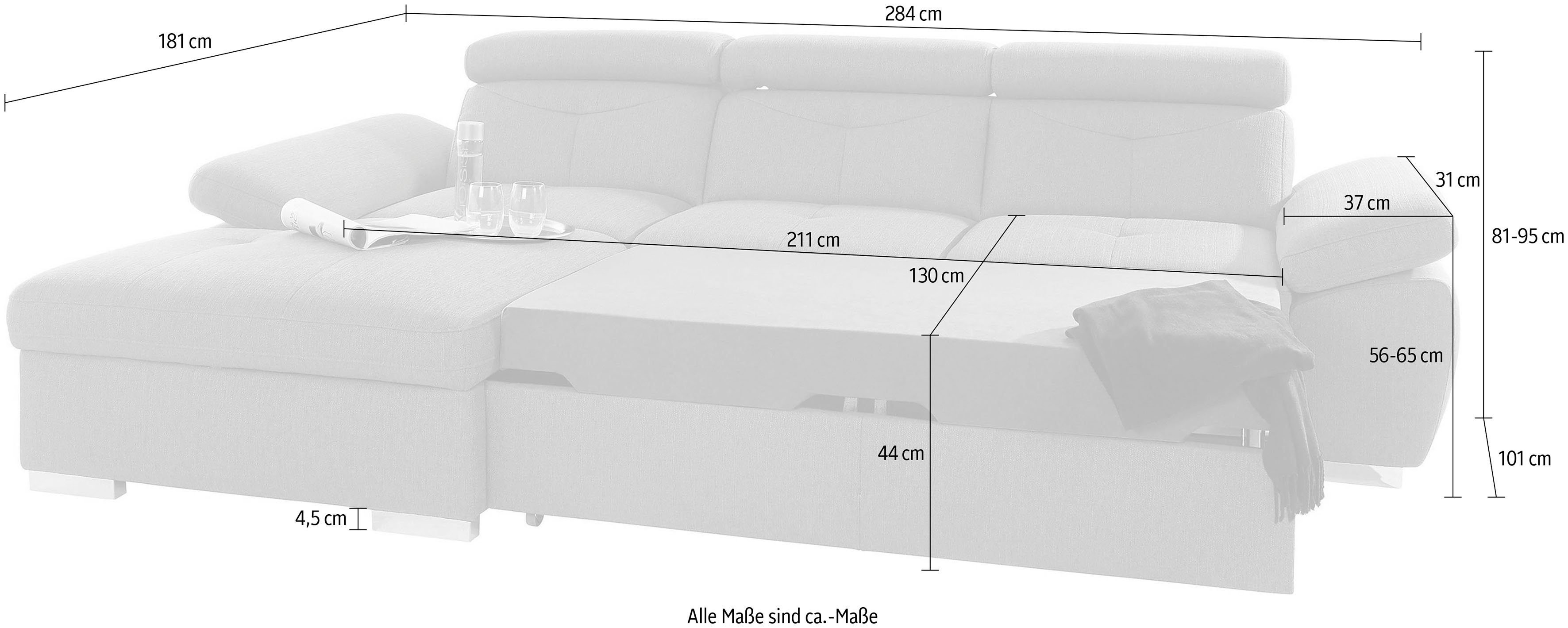 exxpo - sofa fashion Hoekbank Spring, super comfortabel, met armleuning- en hoofdeindefunctie, OTTOs Choice