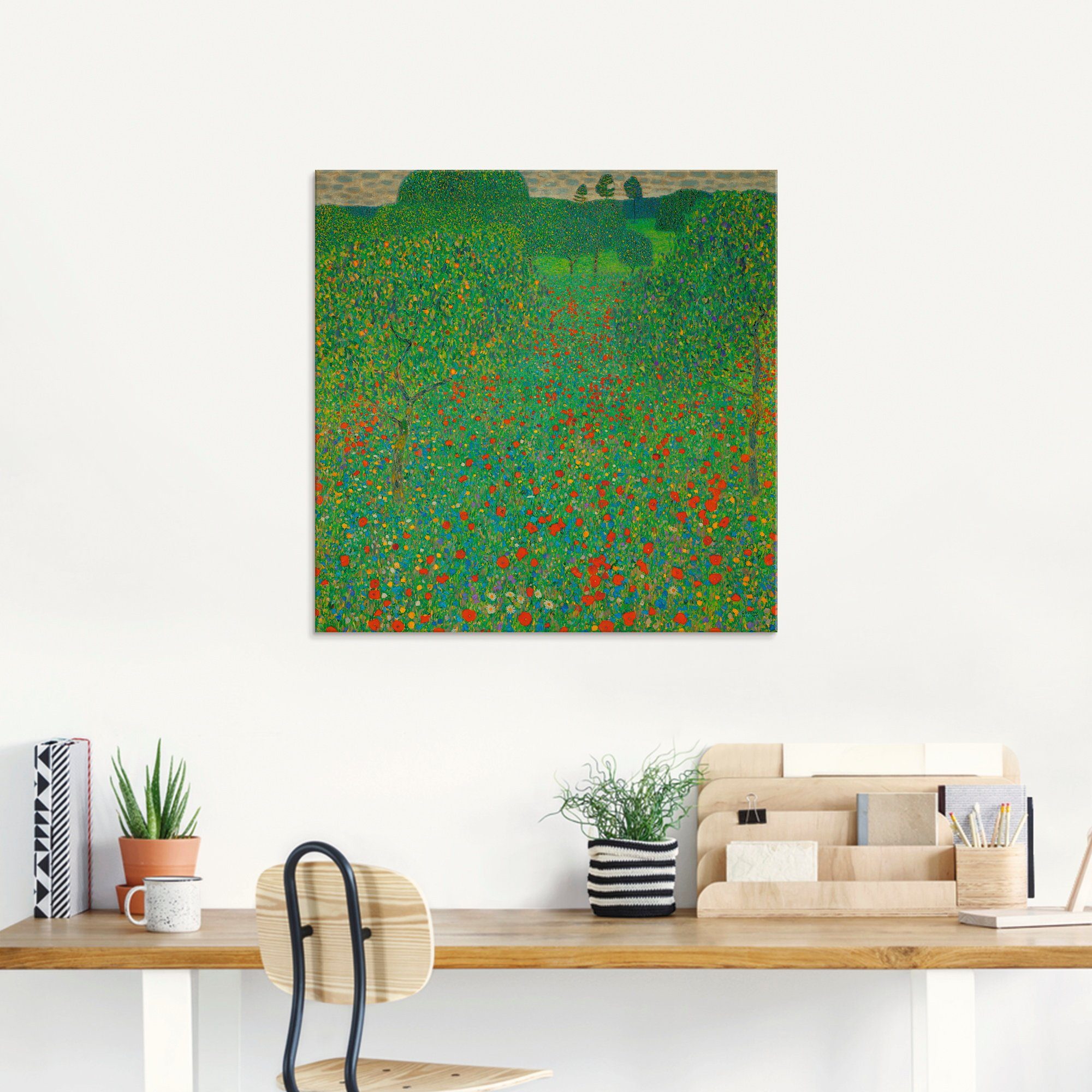 Artland Print op glas Veld met papaver in verschillende maten