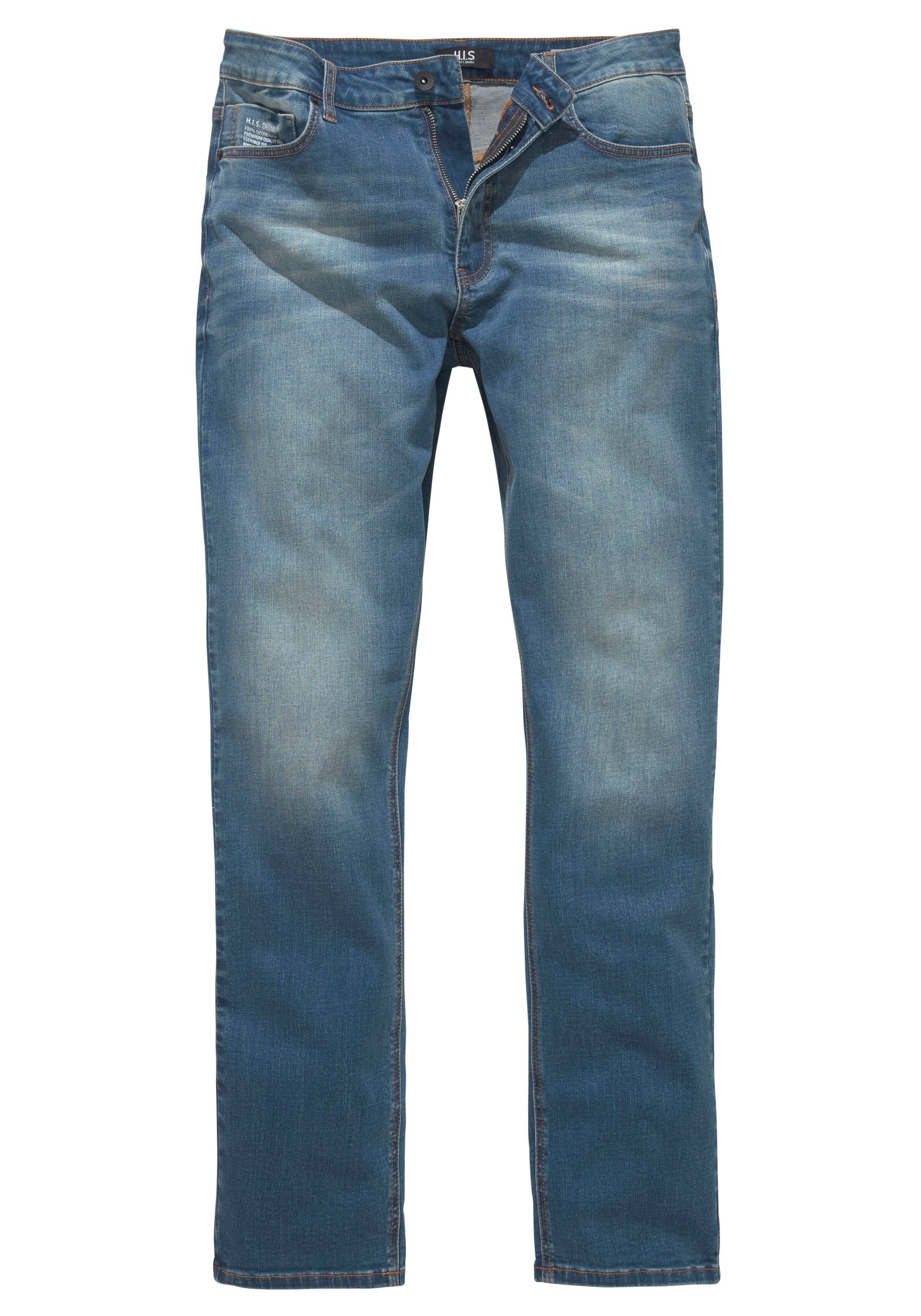 H.I.S Straight jeans DIX rechte pasvorm, lage taille, used-wassing