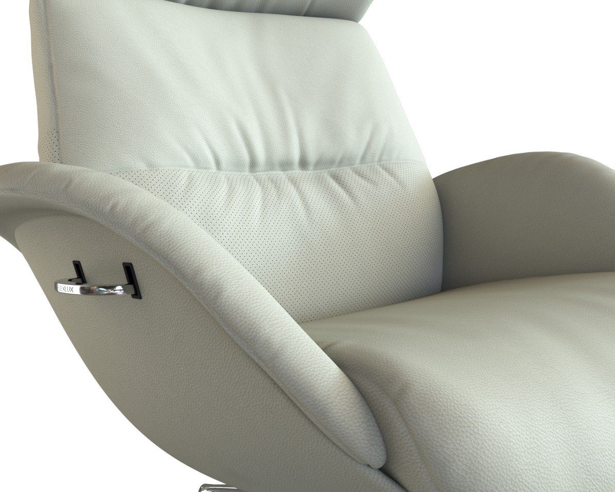 FLEXLUX Relaxfauteuil More, functionele stoel, gestoffeerde stoel, armleunstoel, TV-fauteuil Premium comfort, rug- en hoofdeindeverstelling, draaibaar, voet van aluminium