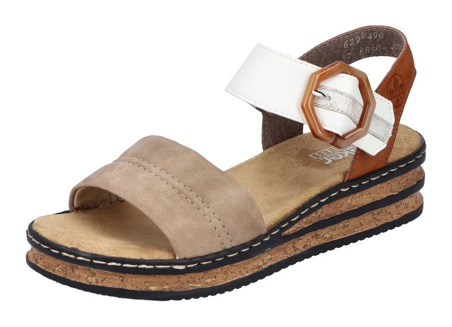 Rieker Sandalen zomerschoen, sandaal, sleehak, met loopzool in kurk-look