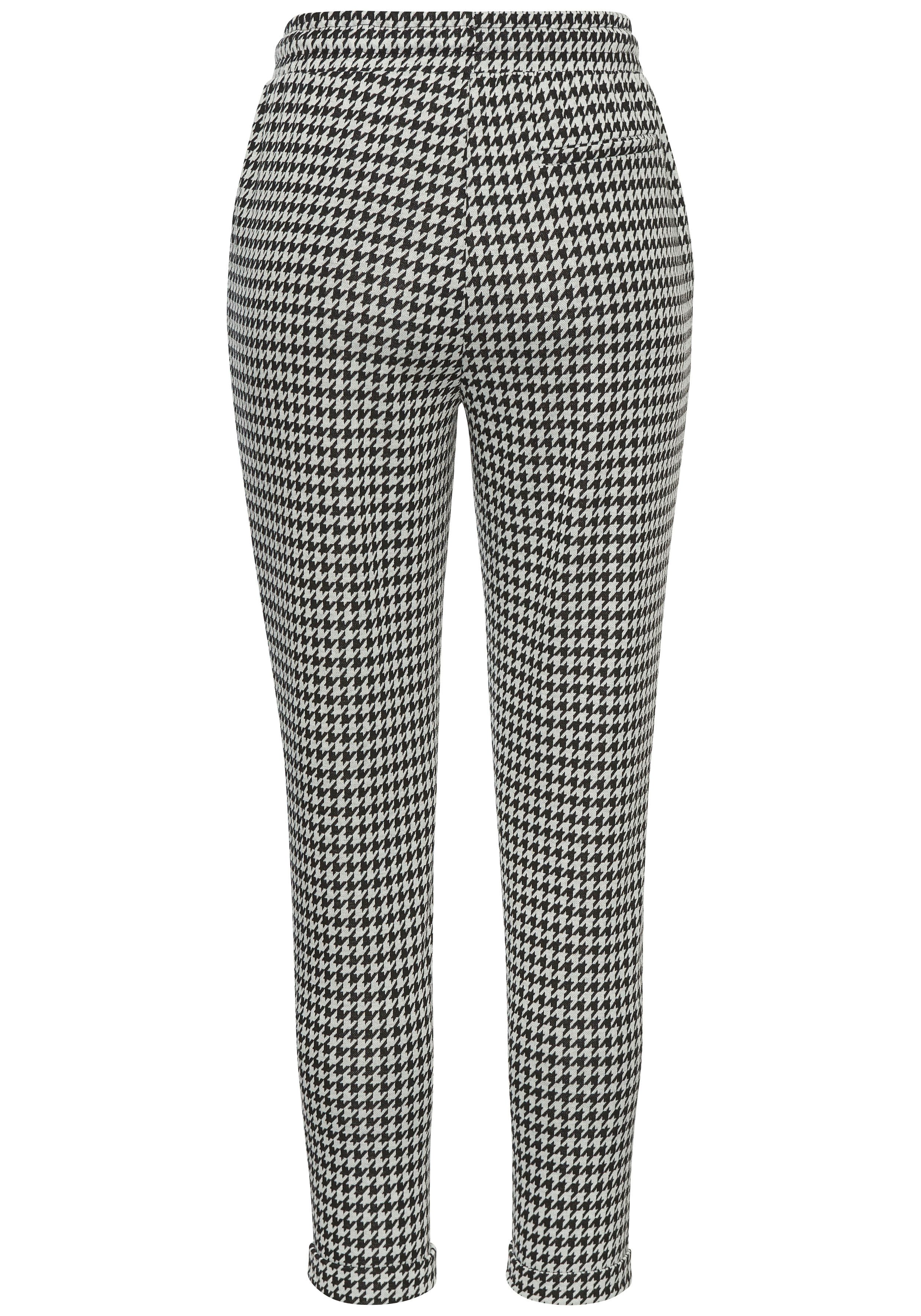 Lascana Comfortbroek met houndstooth patroon en zijzakken