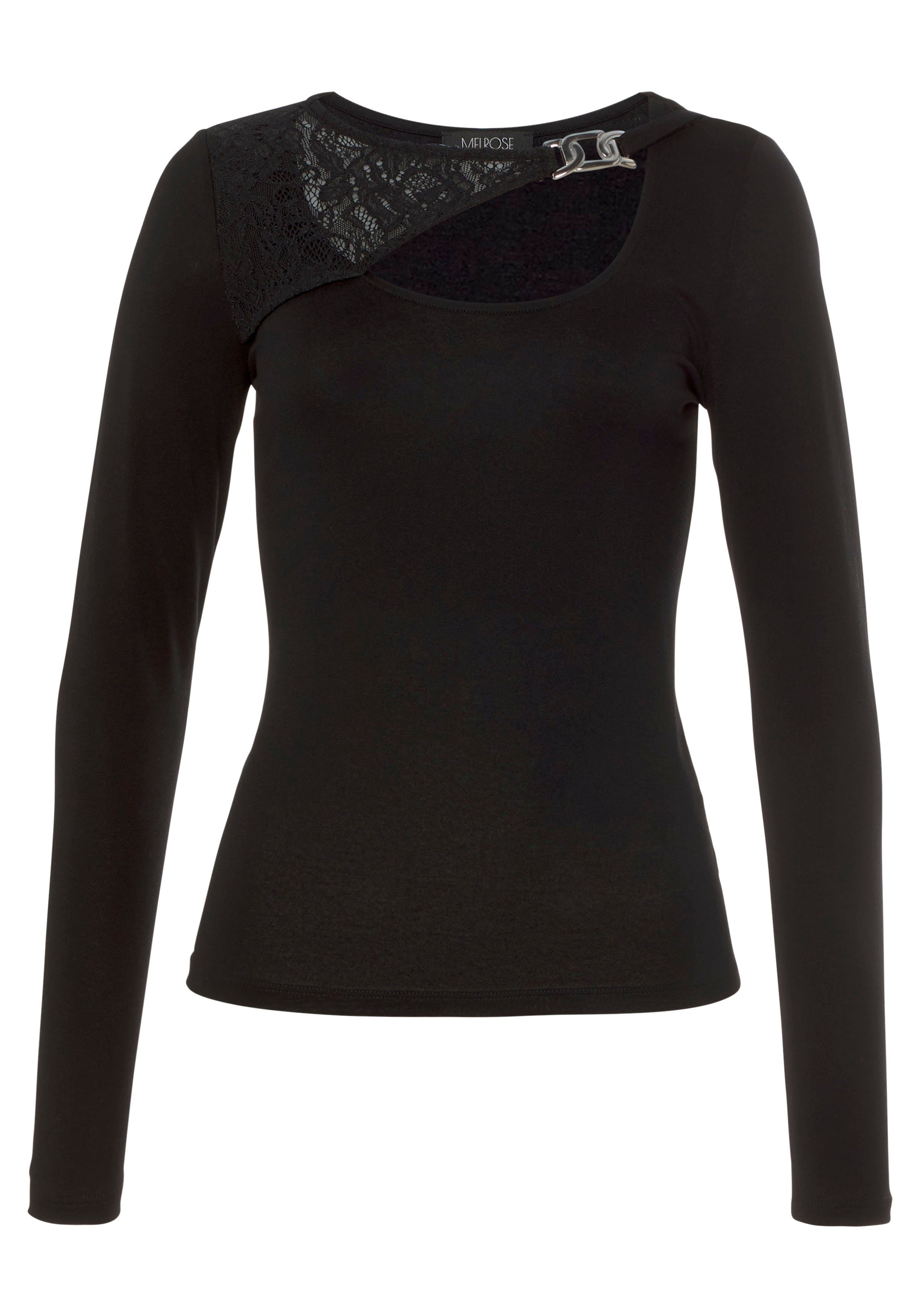 Melrose Shirt met lange mouwen Langarm, effen, met sierknop