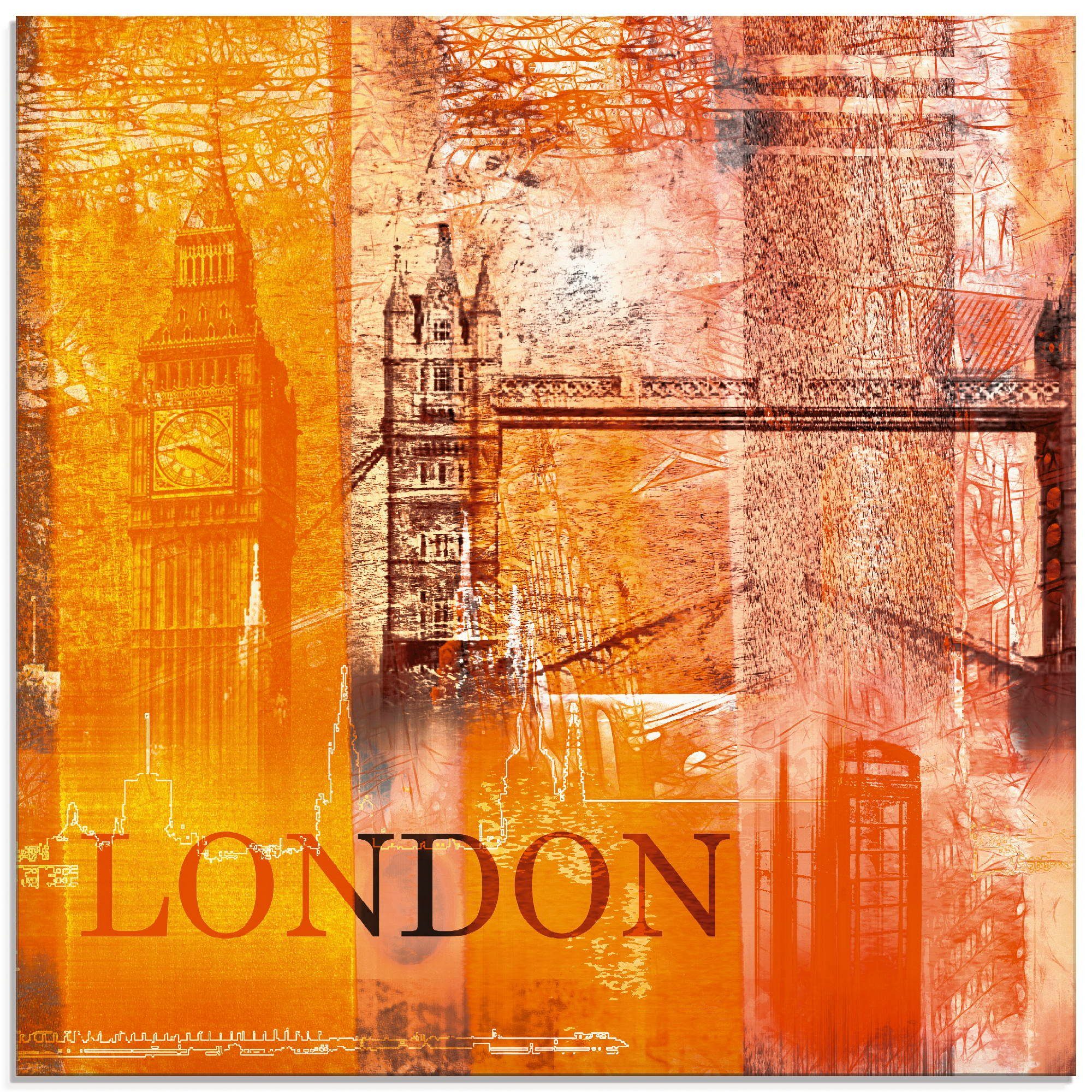 Artland Print op glas Londen Skyline abstracte collage (1 stuk)