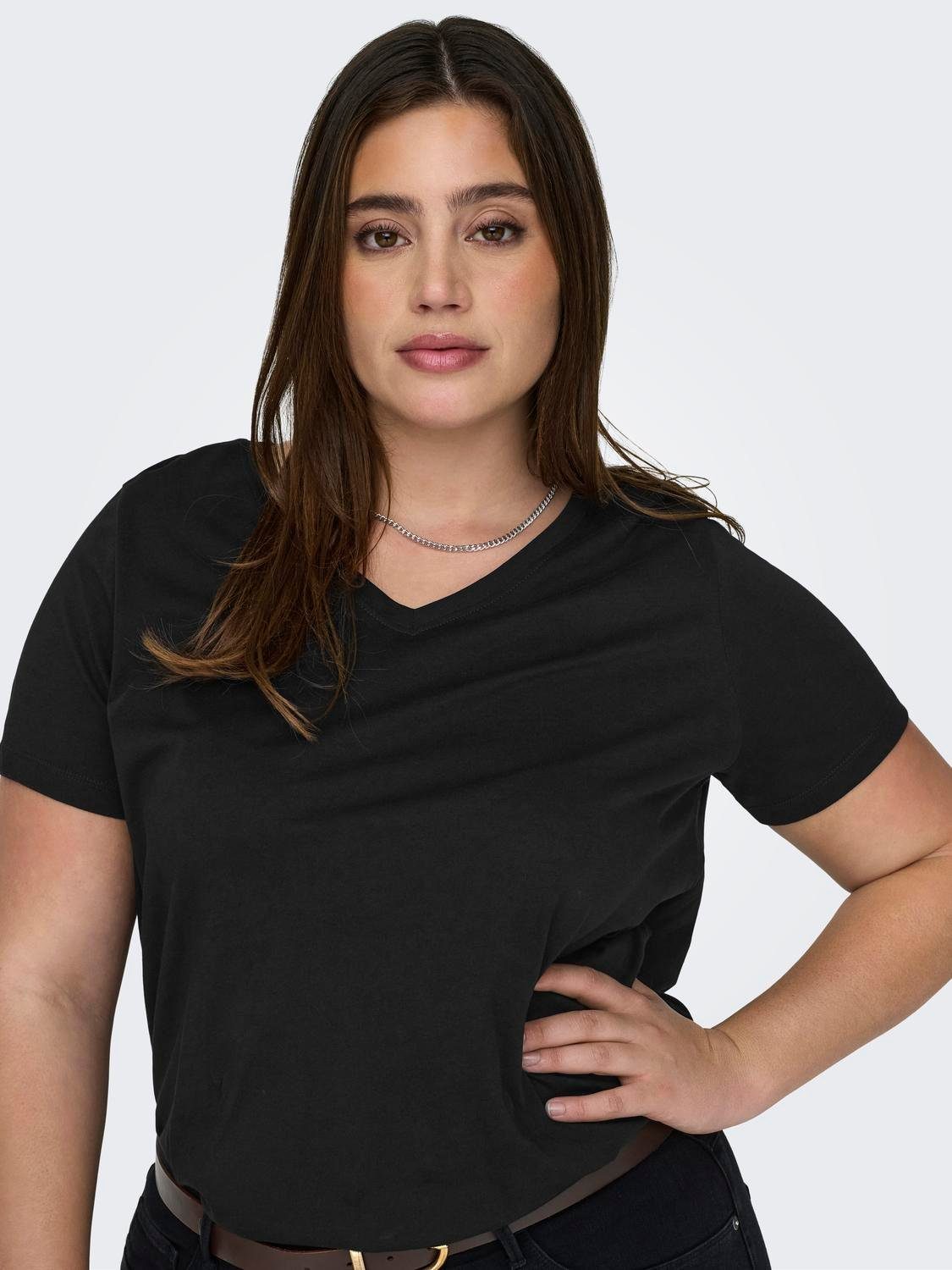 ONLY CARMAKOMA Shirt met V-hals CARBONNIE LIFE S/S V A-SHAPE TEE NOOS