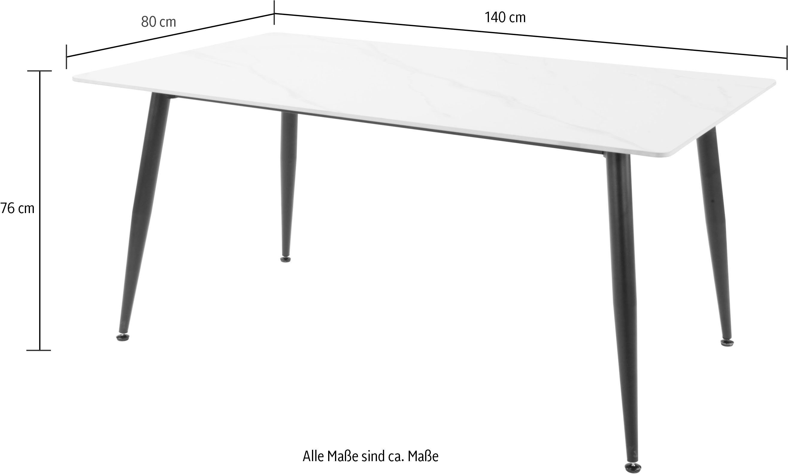 HELA Eettafel ALIZIA 12 mm gesinterde steen, breedte 140 cm