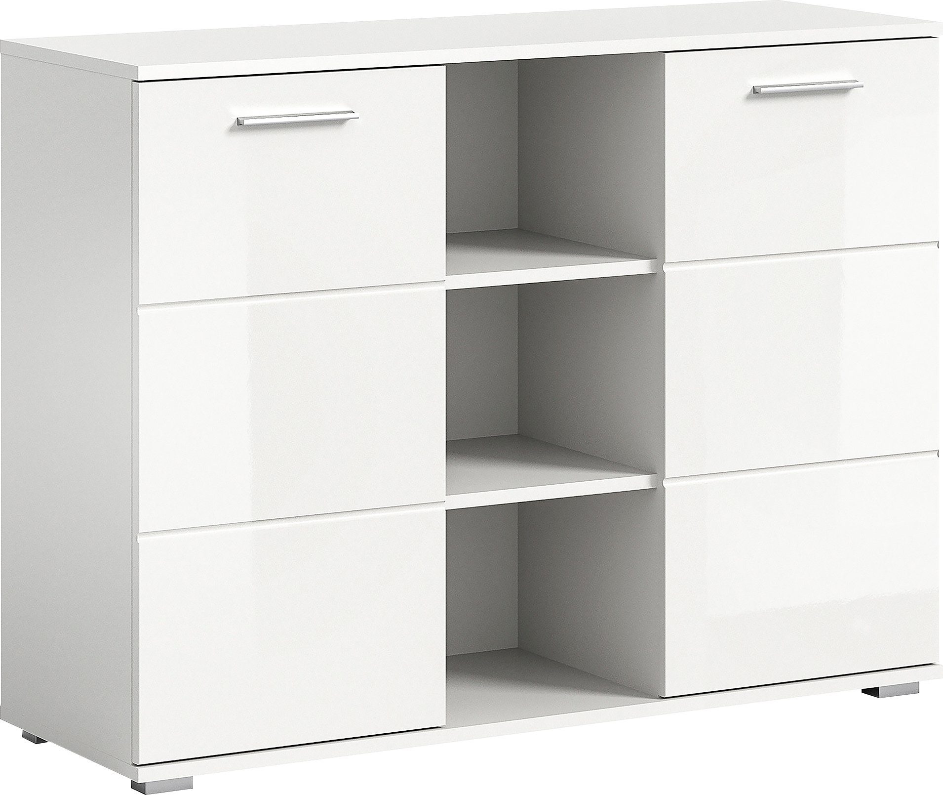 INOSIGN Dressoir Valge, Breedte 110 cm, 2 Deuren, 4 in hoogte verstelbare Planken, 3 Open Vakken