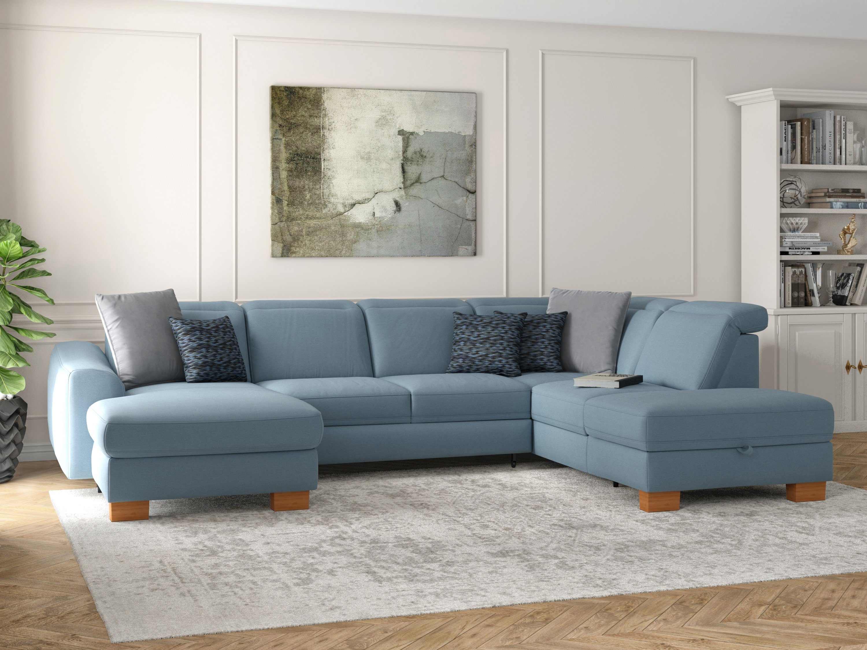 sit&more Zithoek Dundee U-vorm met binnenvering en massief houten poten, naar keuze met verstelbare hoofdsteun
