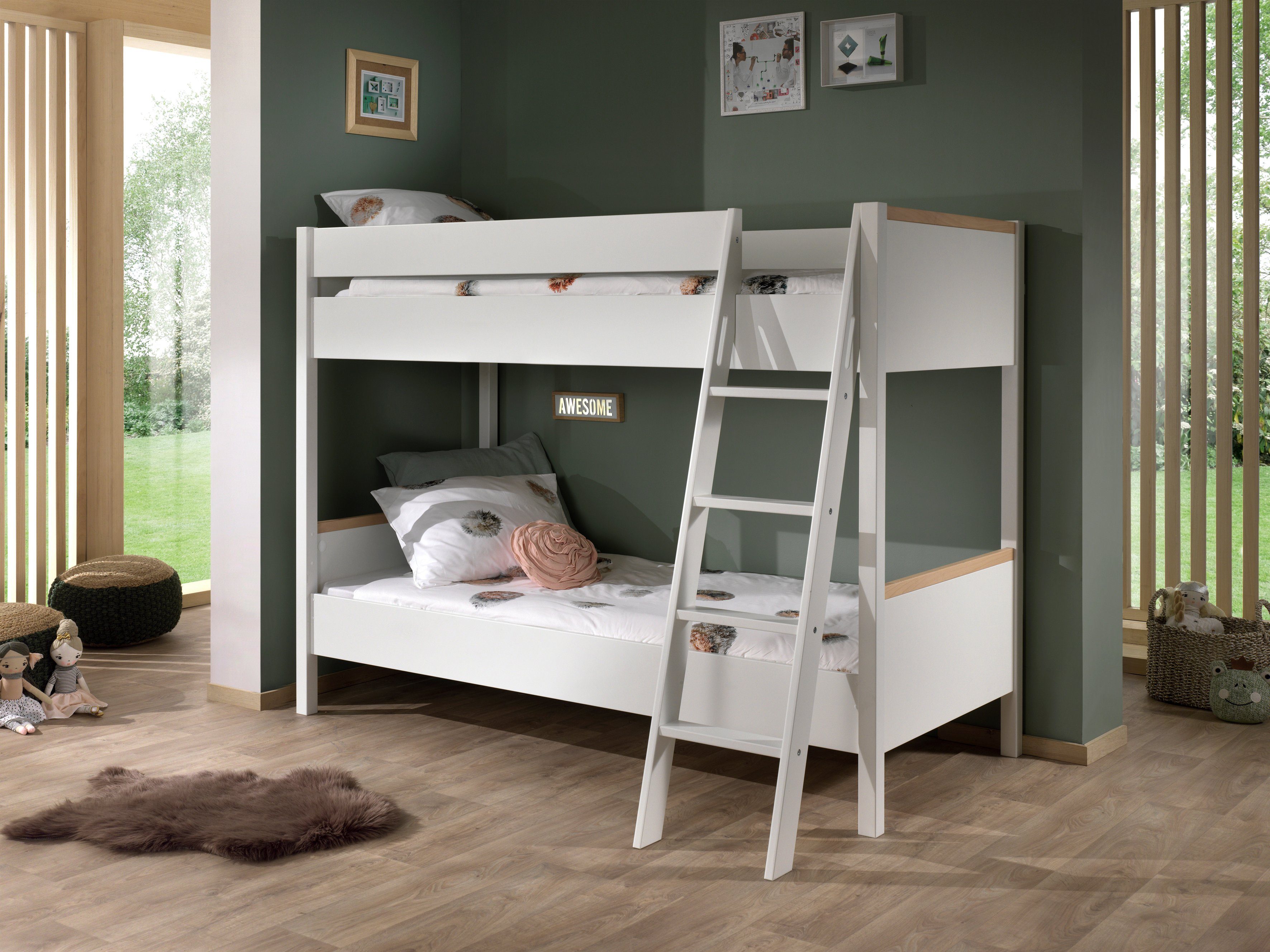 Vipack Stapelbed Londen met melamine-oppervlak en rolbodem