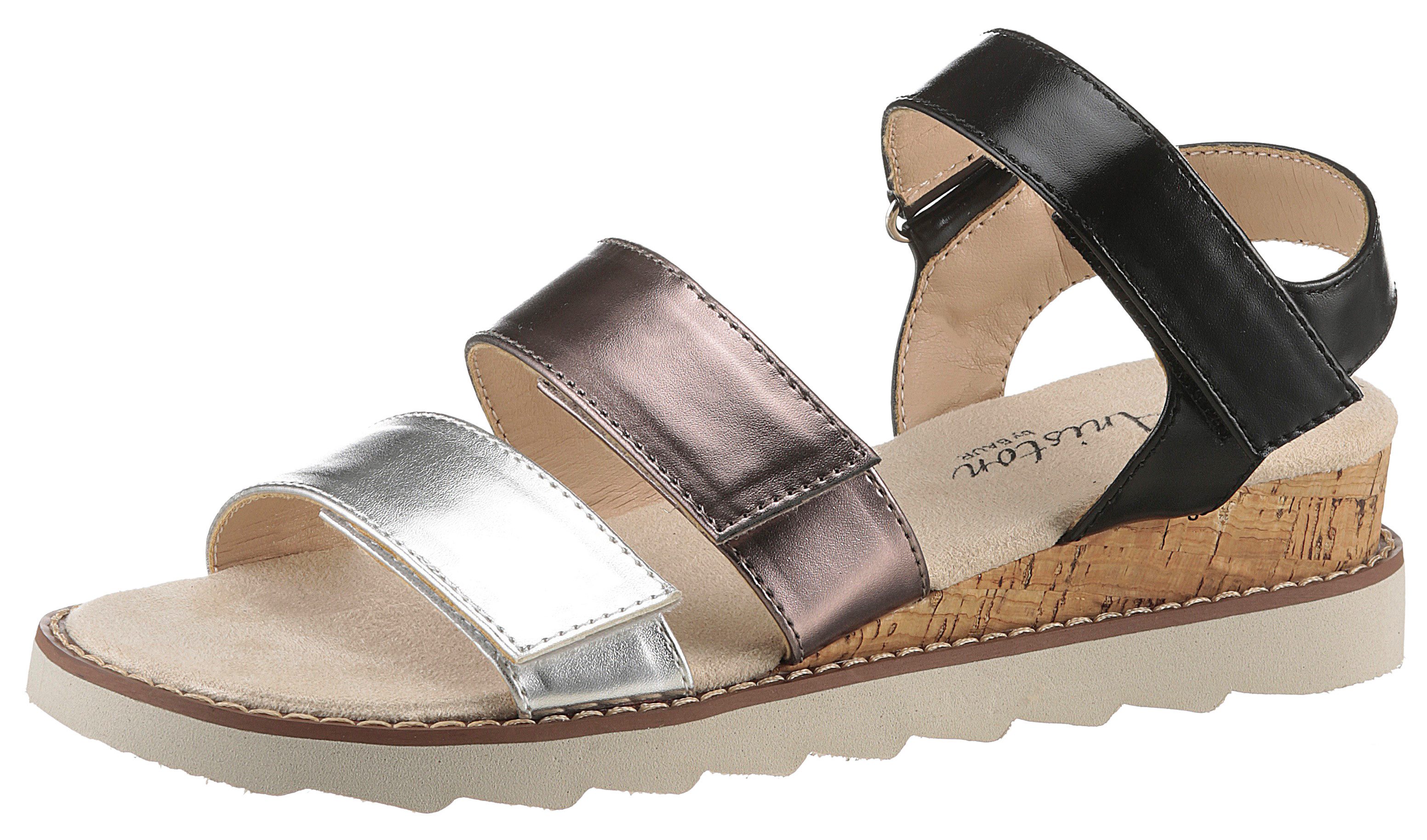 Aniston SHOES Sleehaksandaaltjes , sandaal, zomerschoen, klittenbandschoen, metallic-look - nieuwe collectie