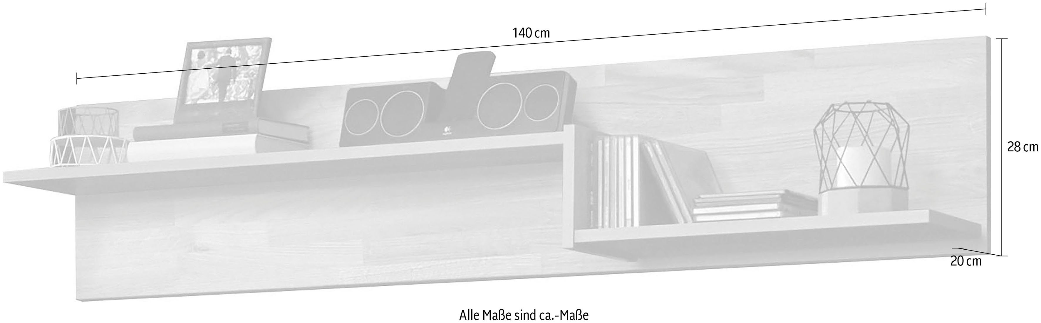 Home affaire Wandplank Breedte 140 cm, deels massief, FSC®-gecertificeerd