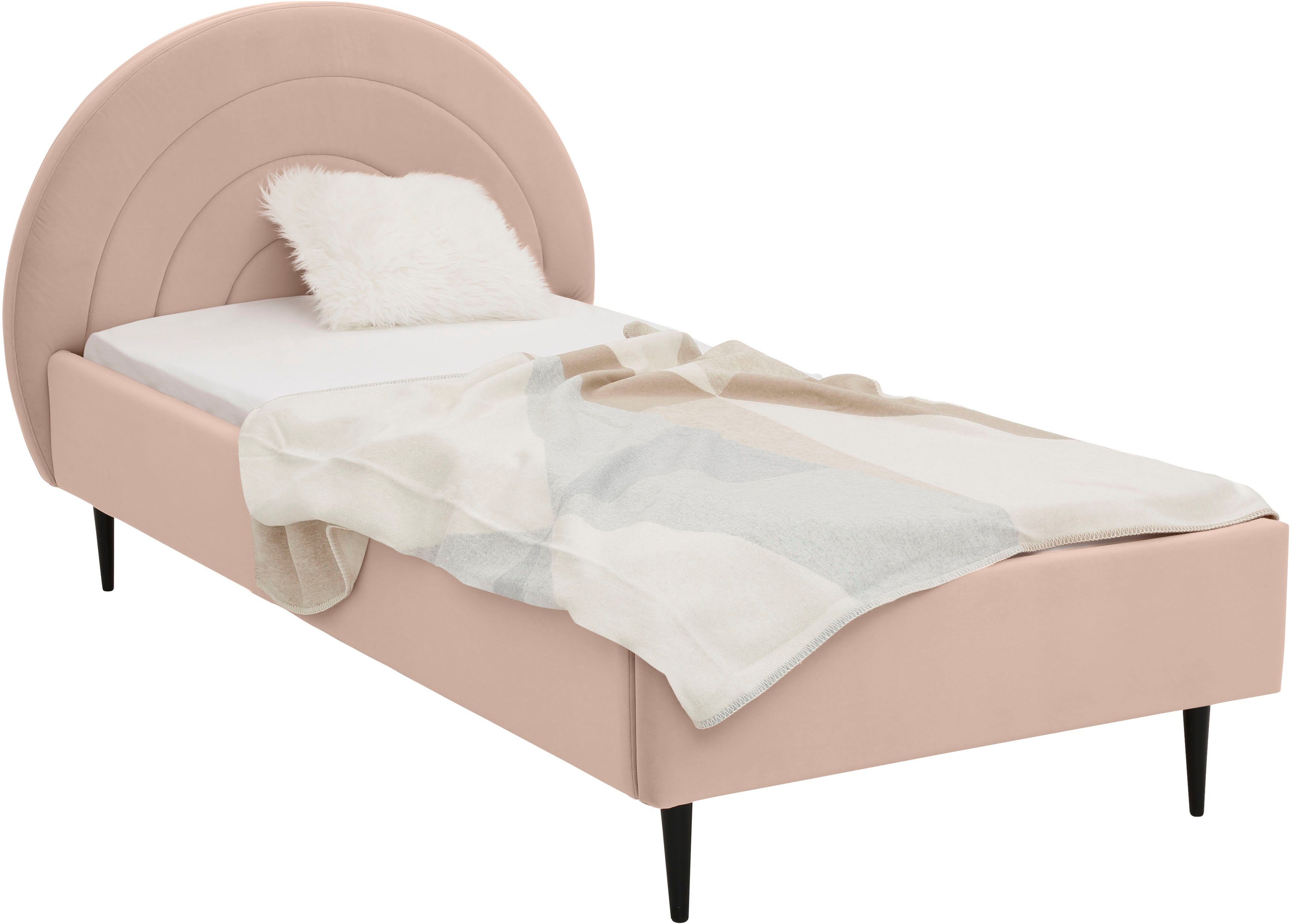 Lüttenhütt Gestoffeerd bed Femmy prettig bekleed hoofdbord met decoratief regenboogmotief