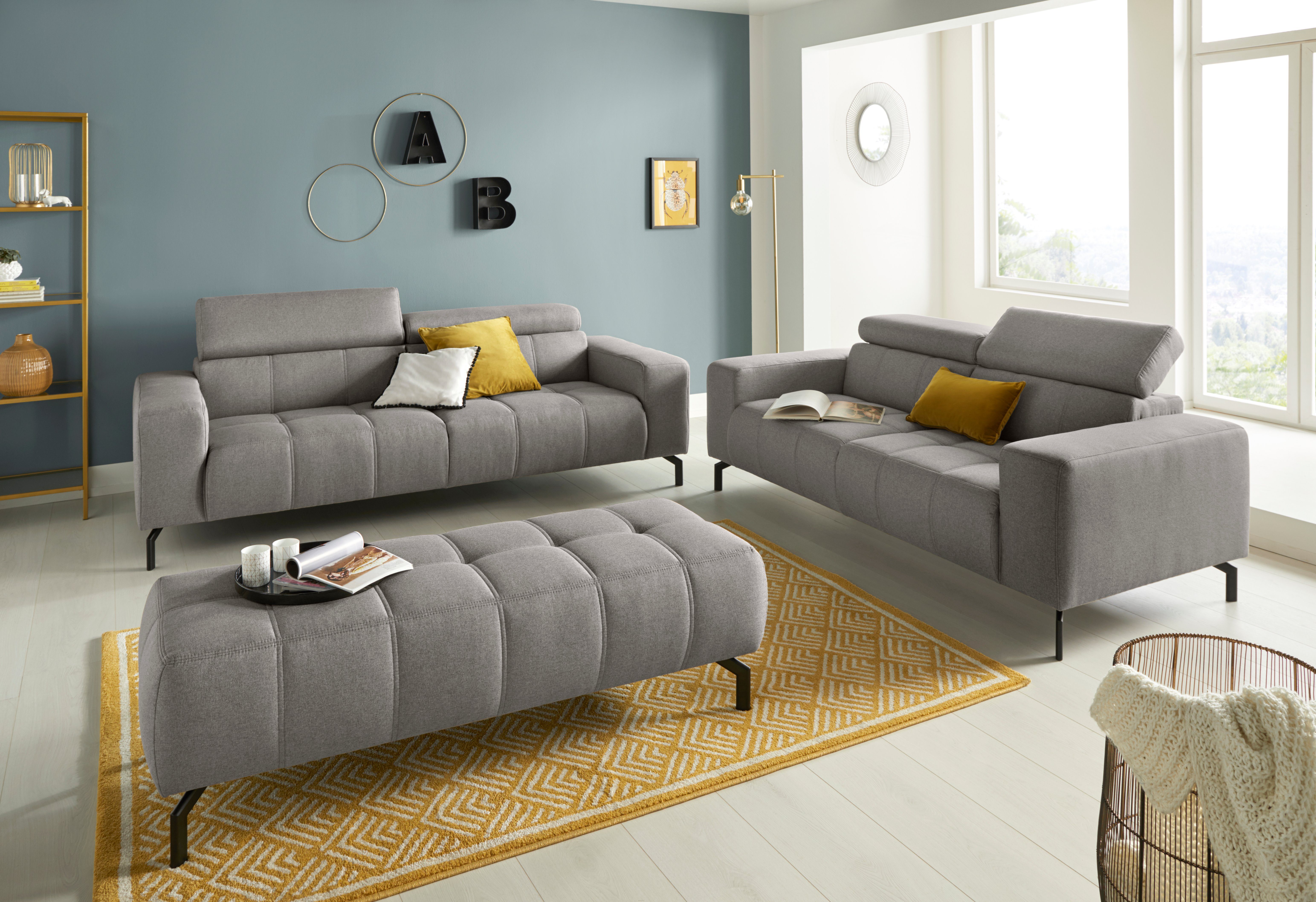 DOMO collection 2,5-zitsbank Cunelli tijdloos en elegant, moderne zitnaden als designelement,
