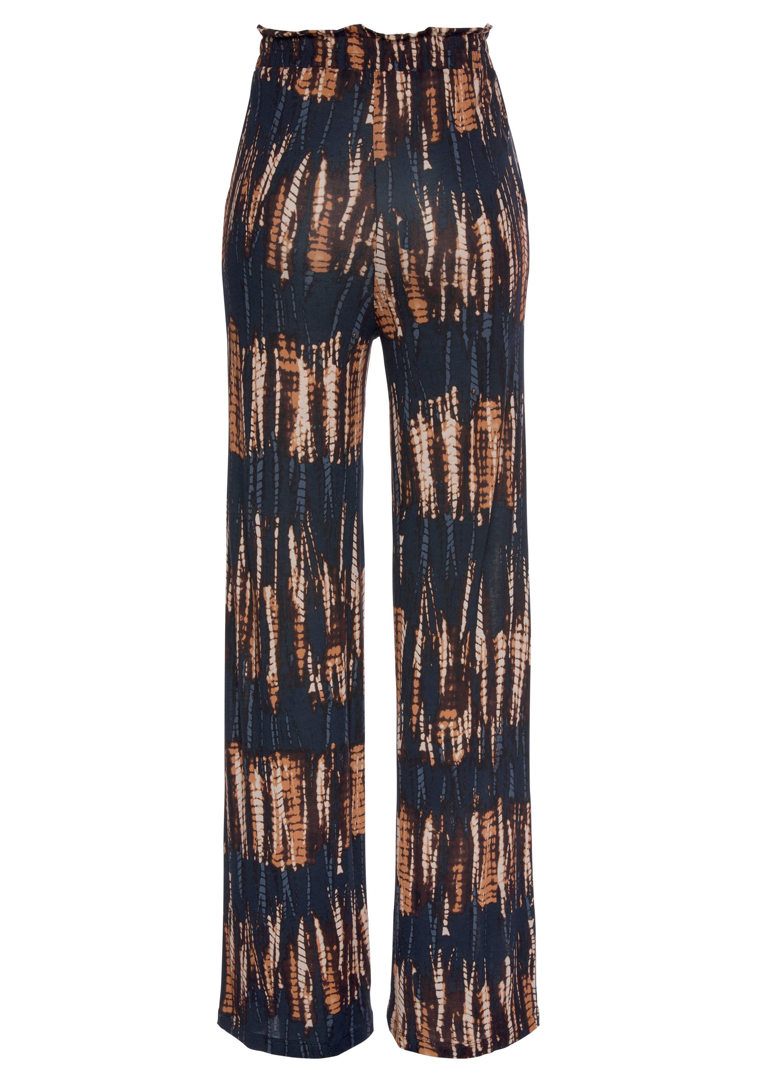 Buffalo Jerseybroek met all-over print en elastische tailleband, zomerbroek