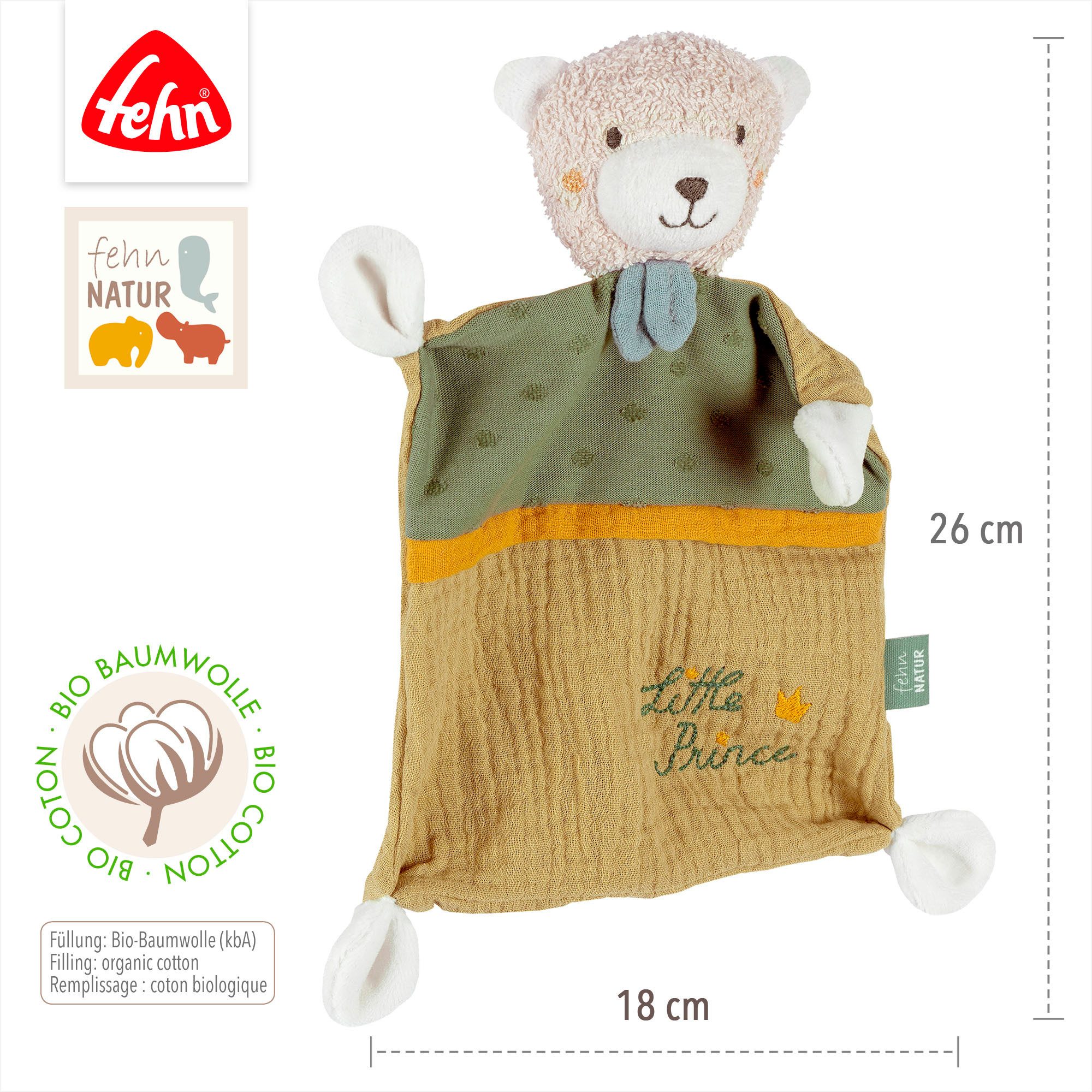 Fehn Knuffeldoek FehnNATUR, Beer "Prince"