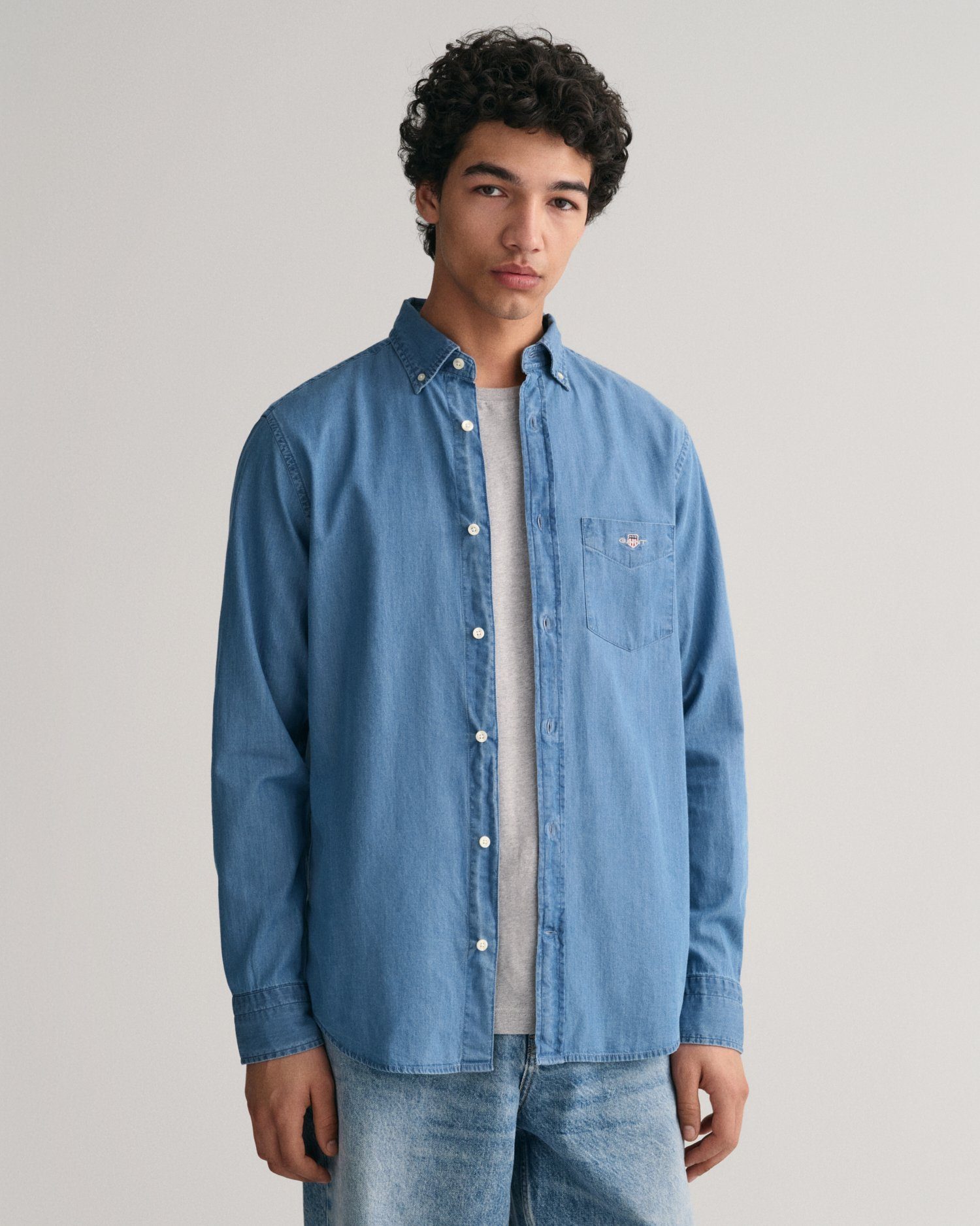 Gant Overhemd met lange mouwen Regular Fit Denim Overhemd Jeanshemd onderhoudsvriendelijk
