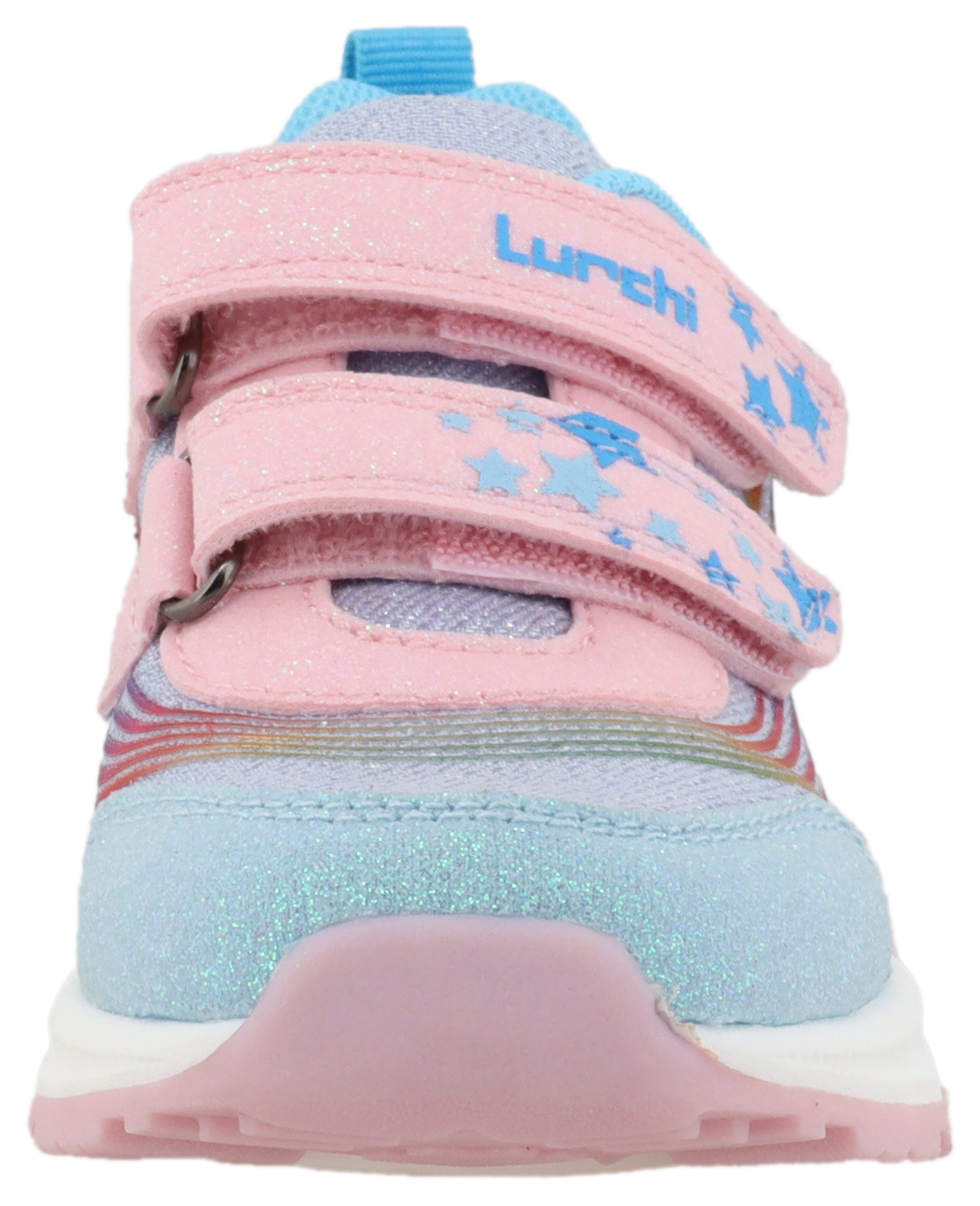 Lurchi Klittenbandschoenen ABELIA , met strepen in regenboogkleuren, maat sjabloon om te downloaden