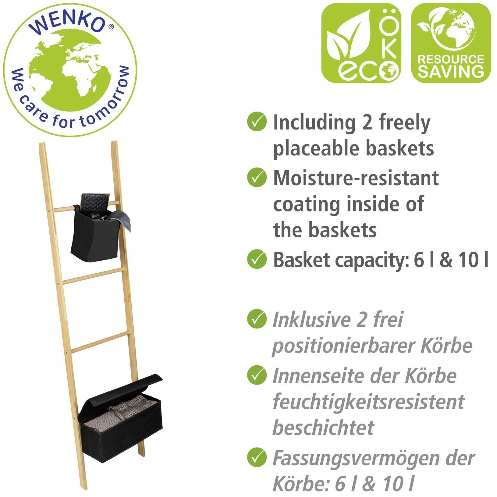 WENKO Handdoekenladder Ecori met 2 vakken