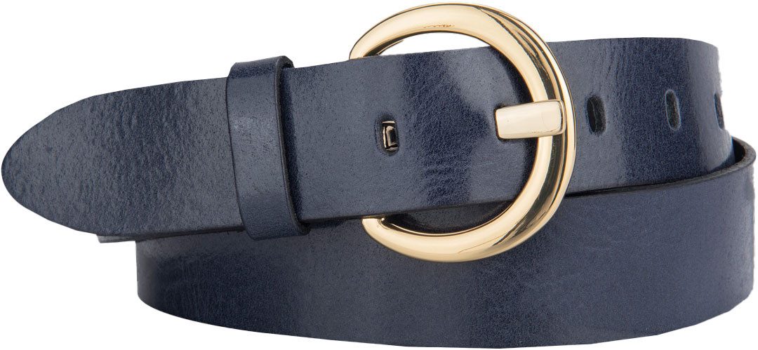 BERND GÖTZ Leren riem met goudkleurige gesp dames brede riemen maat 85 blauw