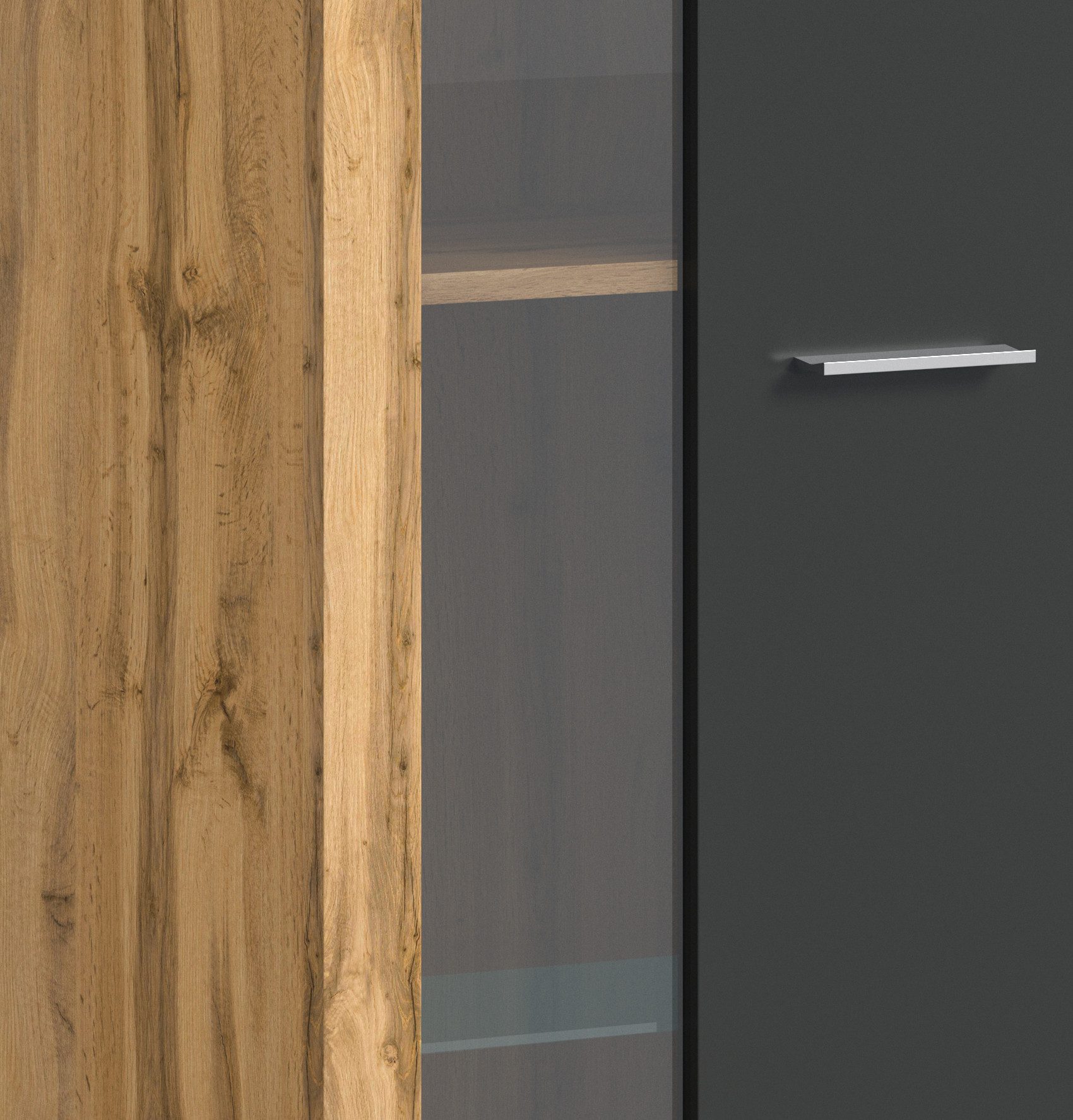 INOSIGN Wandmeubel Aosta, breedte 310 cm, bestaat uit: 2x vitrinekast, lowboard, wandplank