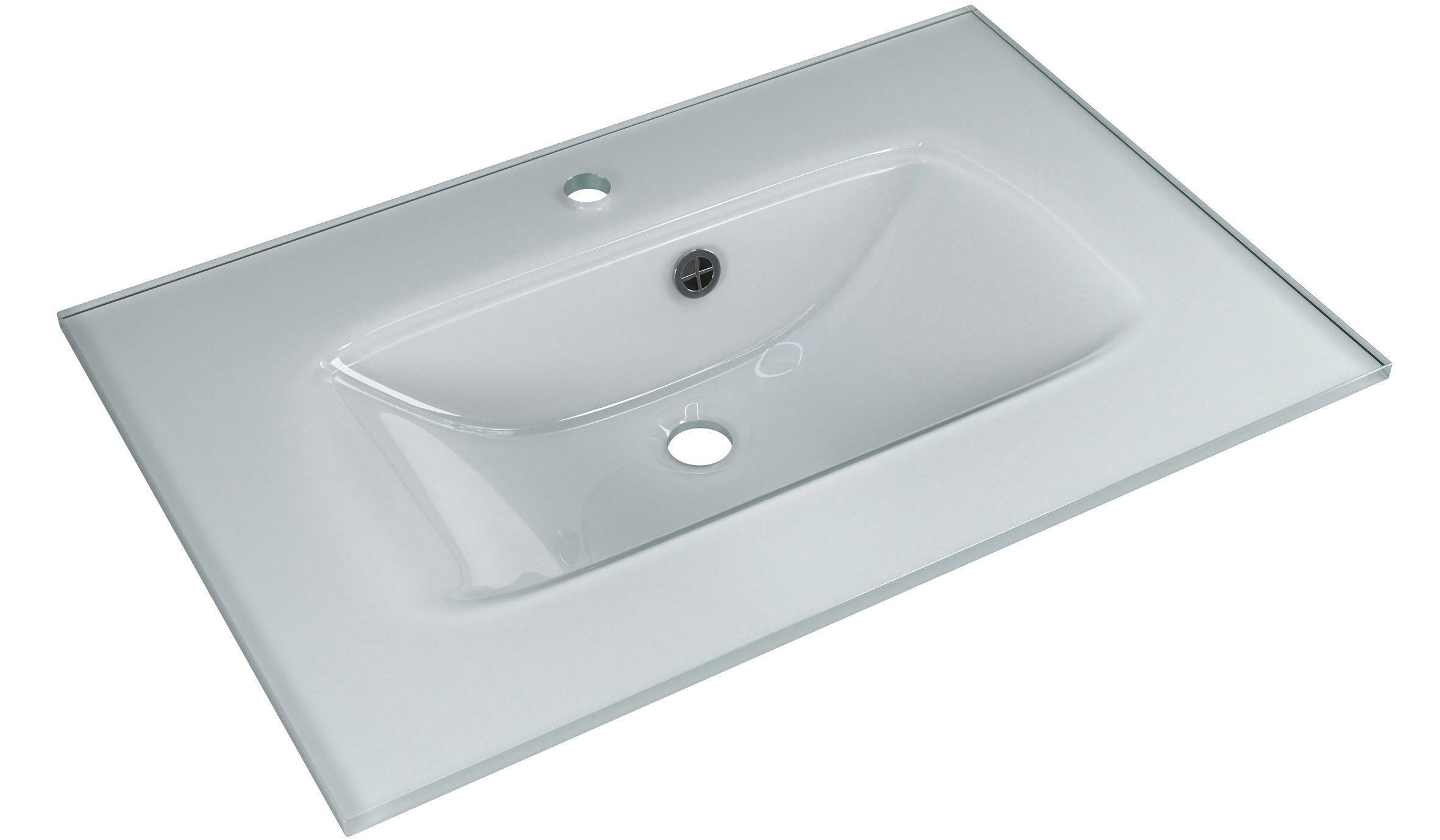Saphir Badmeubelset Trentino 2-delig glazen wastafel, spiegelkast met LED-verlichting Badkamermeubel-set 77cm breed, incl. deurdemper, 3 deuren, 2 lades (3 stuks)