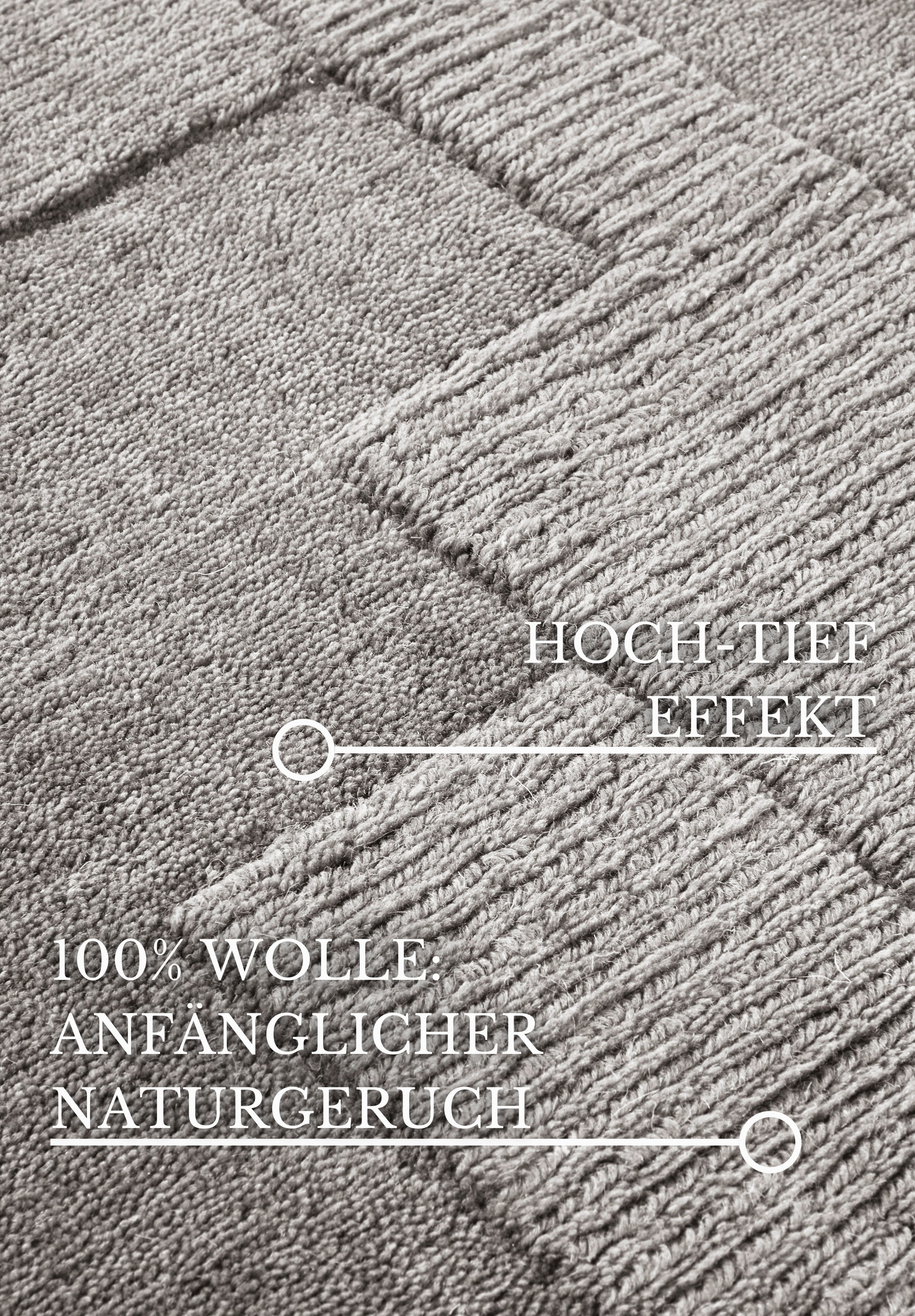 Villeroy & Boch Wollen kleed Wilhelmine Loper, handgeweven, wol, natuur, woonkamer, geometrie, boho