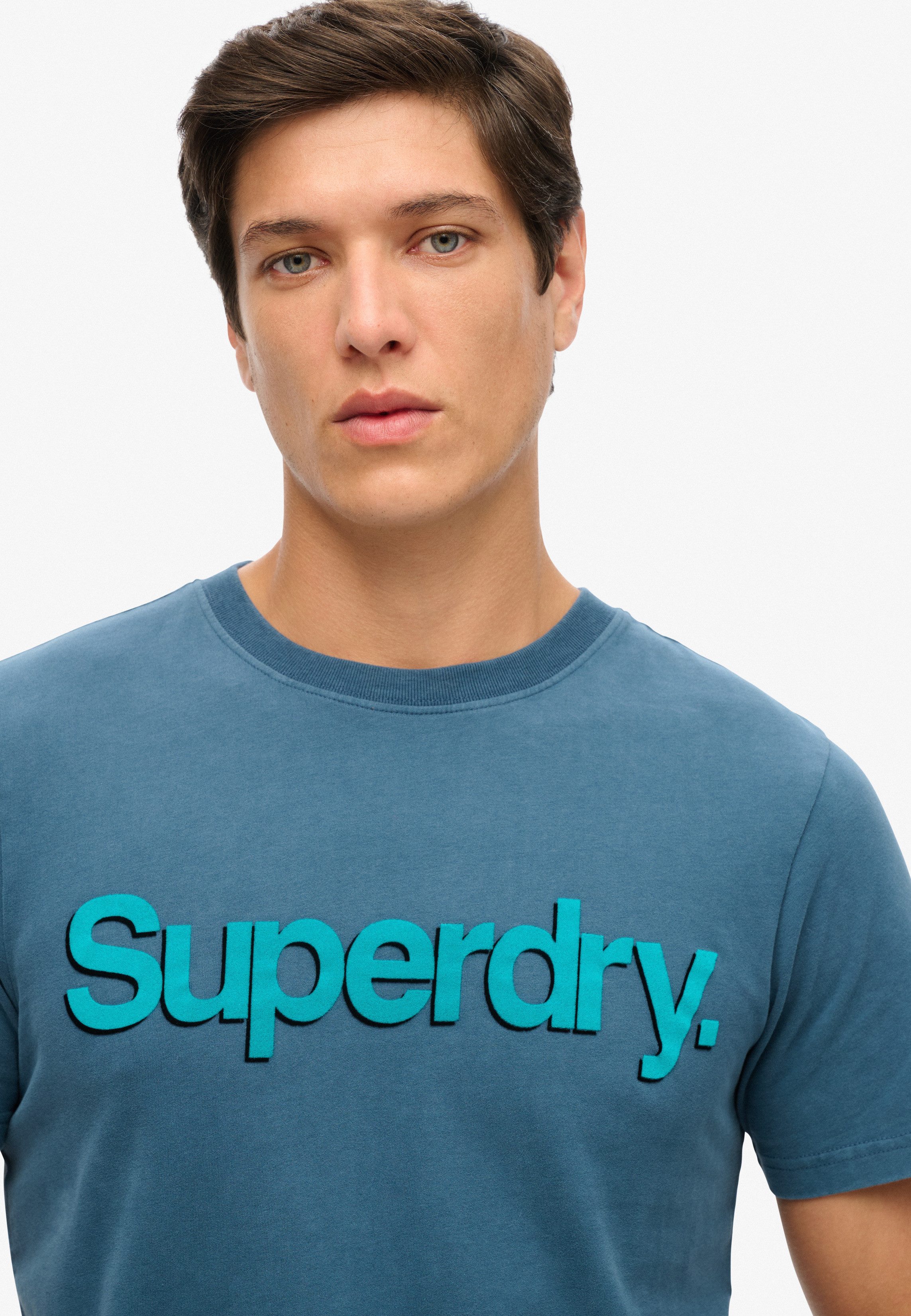 Superdry Shirt met ronde hals CLASSIC CORE LOGO SHADOW TEE